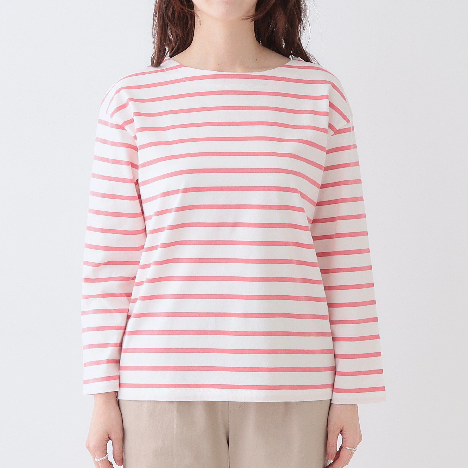 SHOO･LA･RUE「【洗える/S-LL】シンプルだから着回ししやすい コットンアソートロンT」|Tシャツ・カットソー|