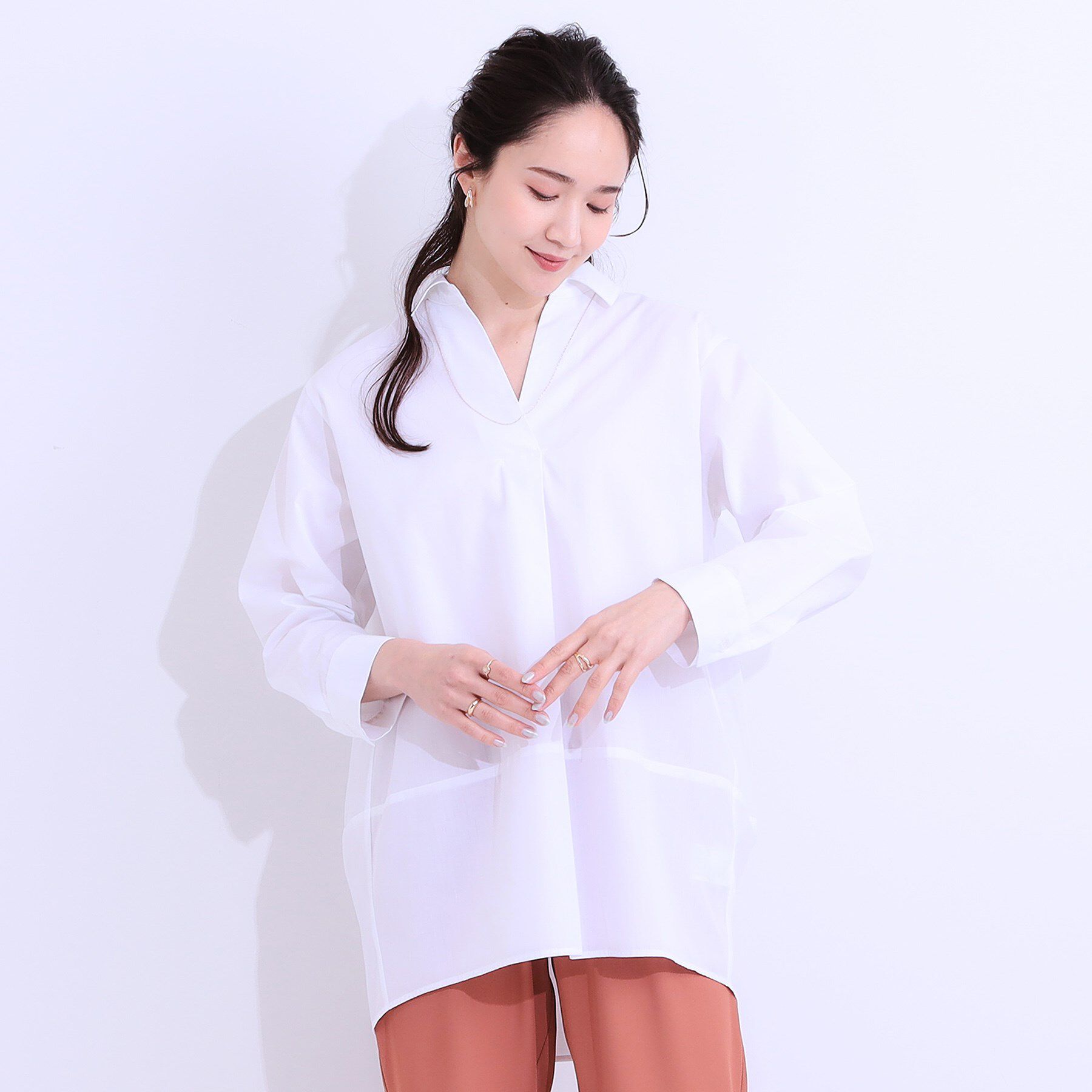 SHOO･LA･RUE「【洗える/S-LL】きれいに体型カバーが叶うチュニックシャツ」|チュニック|