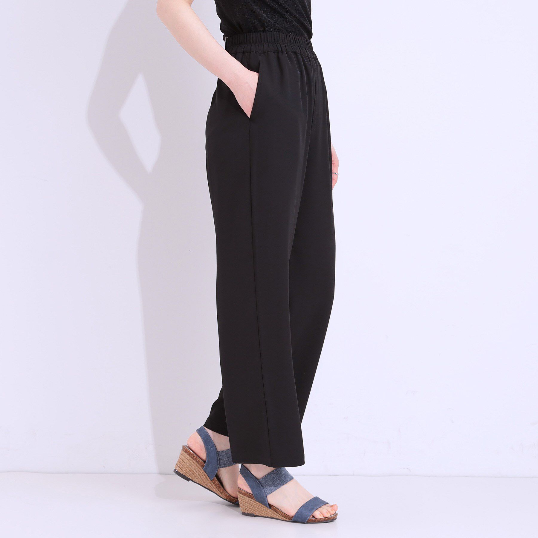 SHOO･LA･RUE「【洗える/ひんやり/UV/SS-3L】さらさらぷるんワイドパンツ」|その他|