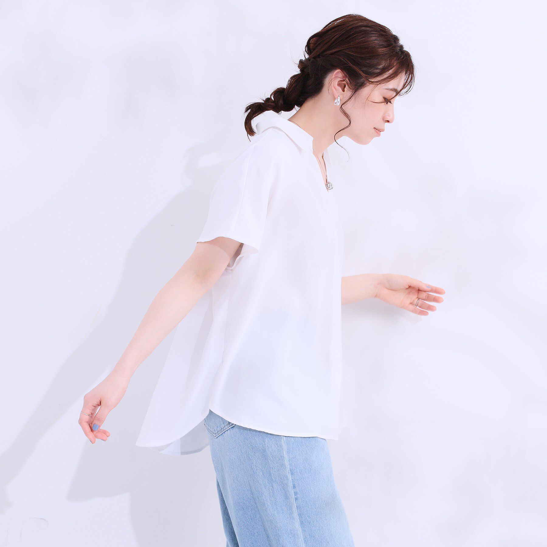 SHOO･LA･RUE「【洗える/S-LL/プチプラ】さらっとすっきりきれい見え スキッパーブラウス」|シャツ・ブラウス|