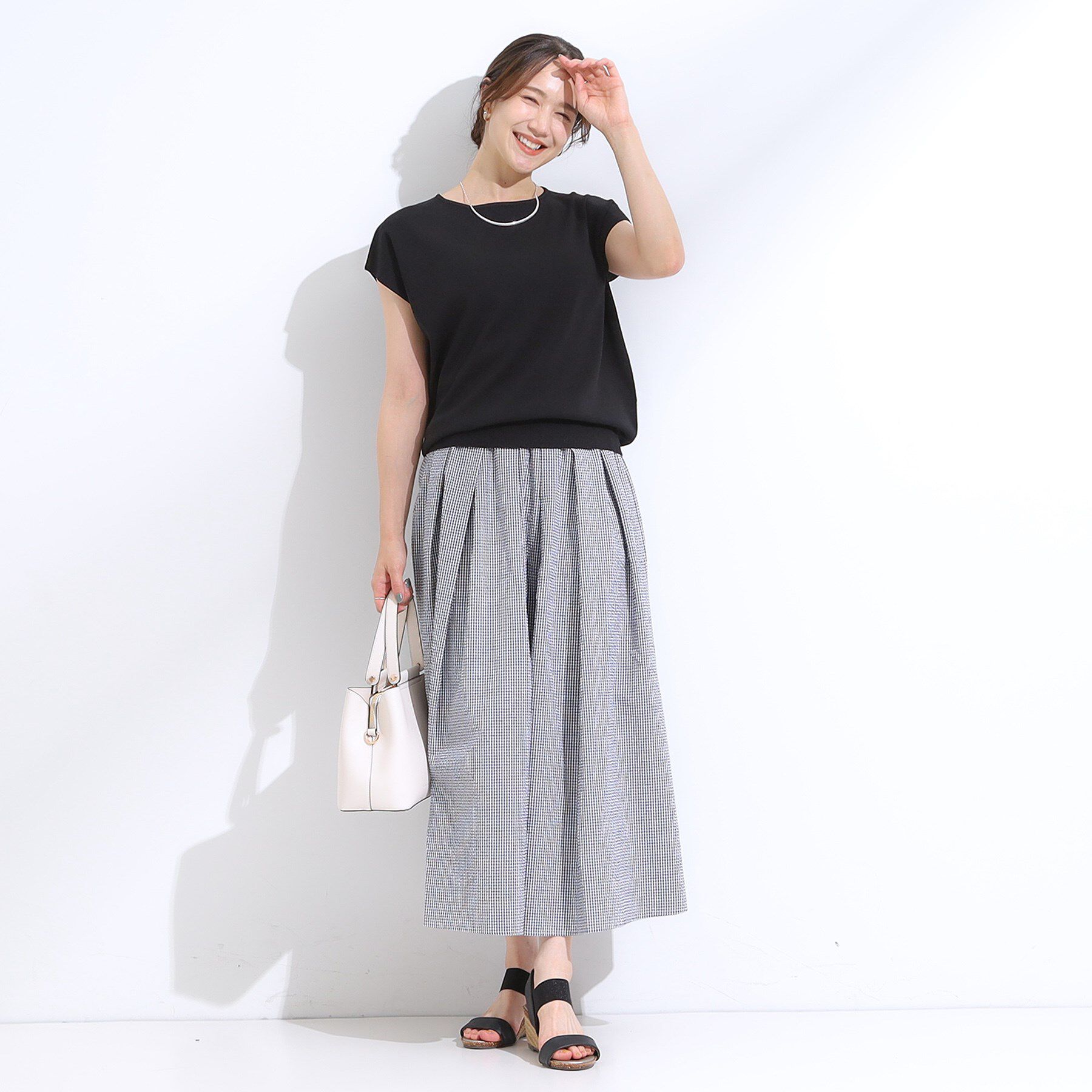 SHOO･LA･RUE「【洗える/S-LL/ひんやり】さらりと好印象　総針フレンチスリーブニット」|ニット・セーター|