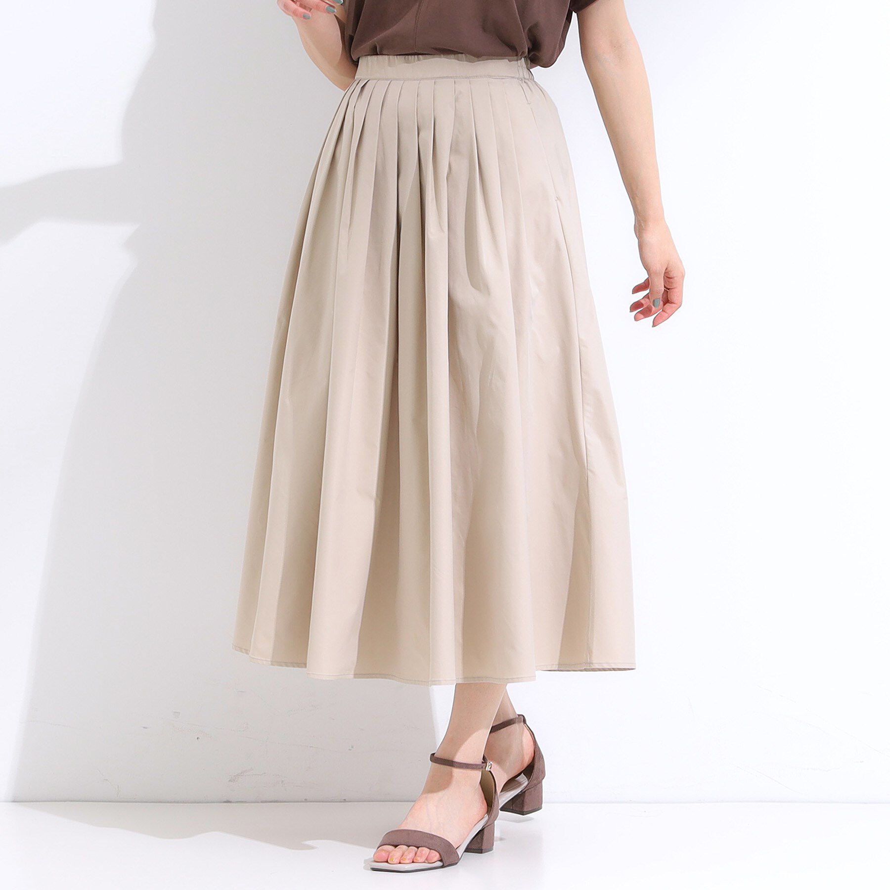 SHOO･LA･RUE「【洗える/S-LL/撥水】タックギャザー フレアスカート」|スカート|