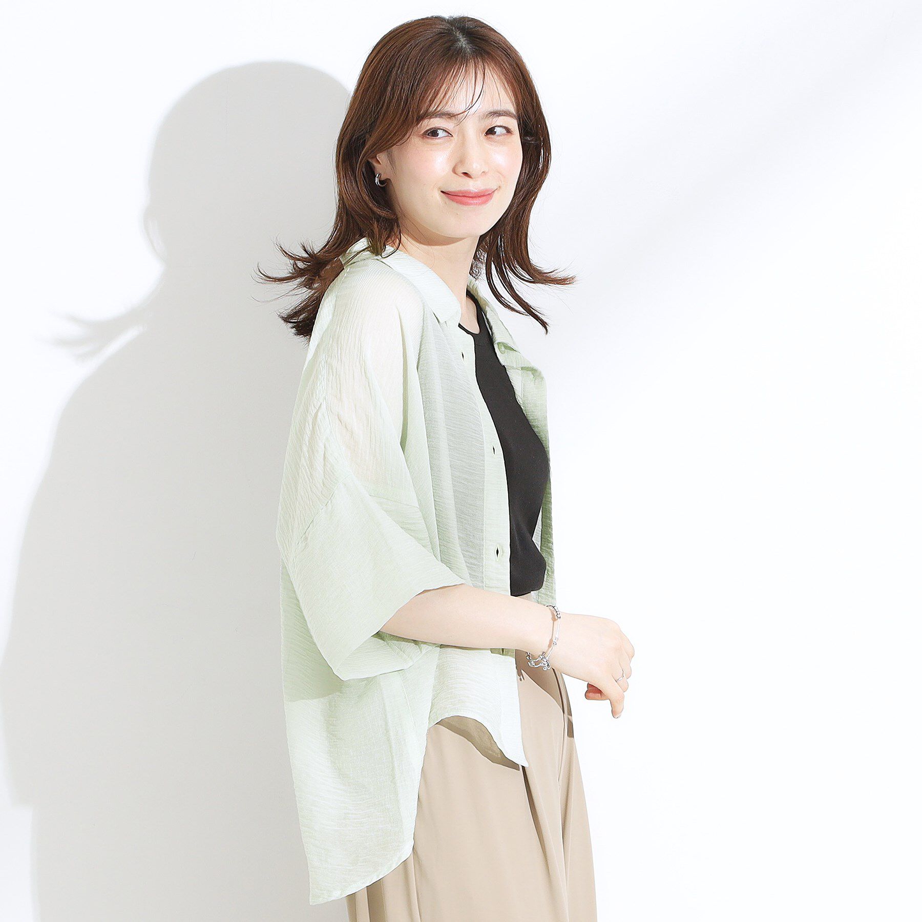 SHOO･LA･RUE「ゆるっと感がこなれ見え ワッシャーシアー半袖シャツ」|シャツ・ブラウス|