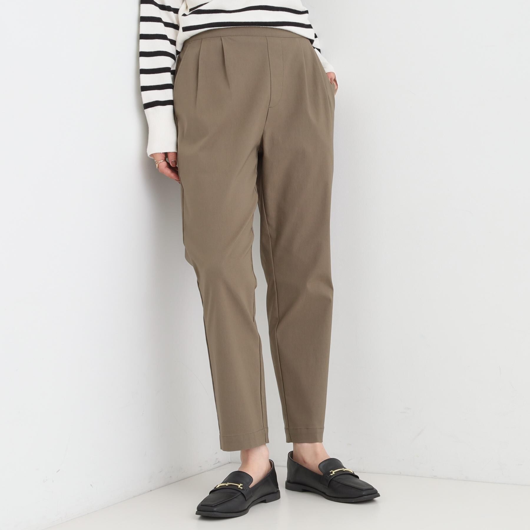SHOO･LA･RUE「【洗える/S-LL/美脚シルエット】ハイパーストレッチ テーパードパンツ【CIRCRIC】」|その他|カーキ(027)
