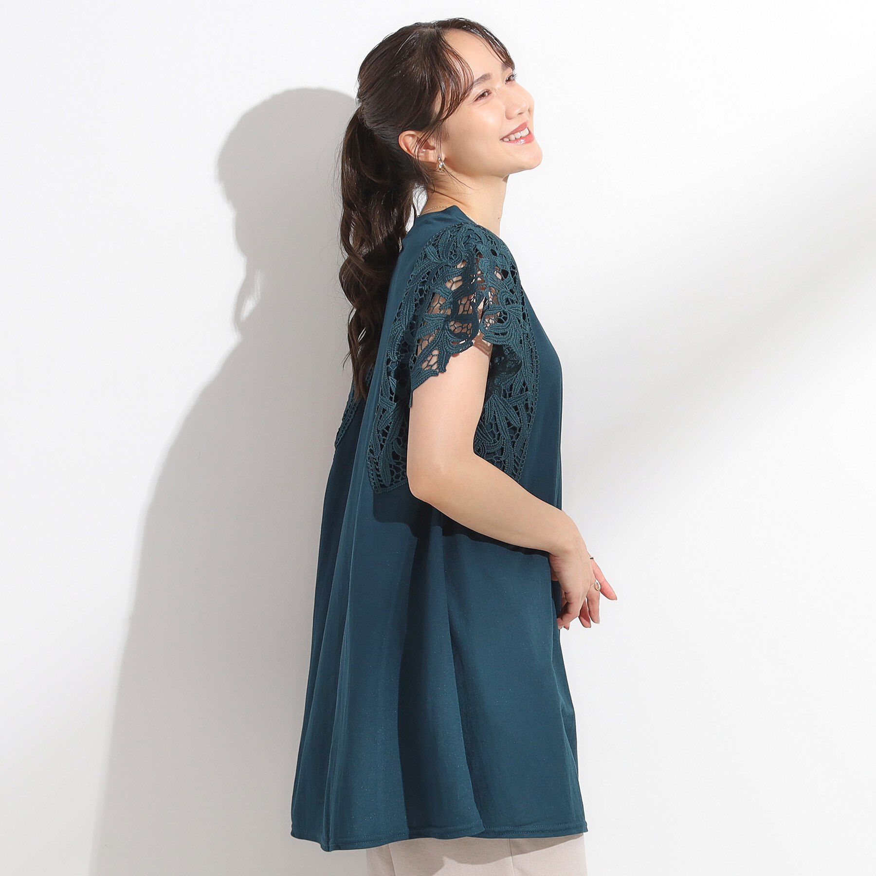 SHOO･LA･RUE「【S-LL】上品華やか お袖レースチュニックトップス」|チュニック|