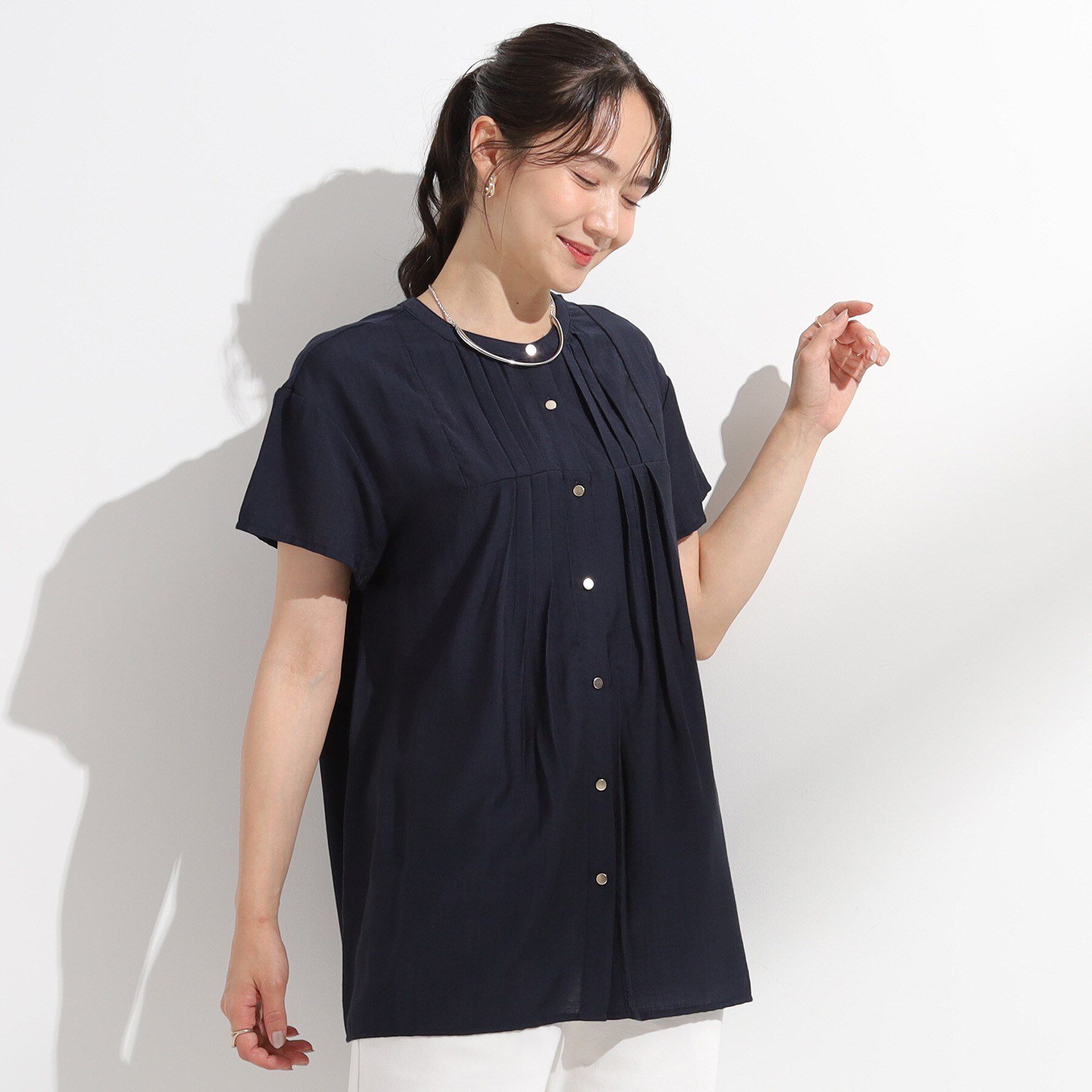 SHOO･LA･RUE「【S-LL/ひんやり】インせず決まる タックプリーツシャツ」|シャツ・ブラウス|