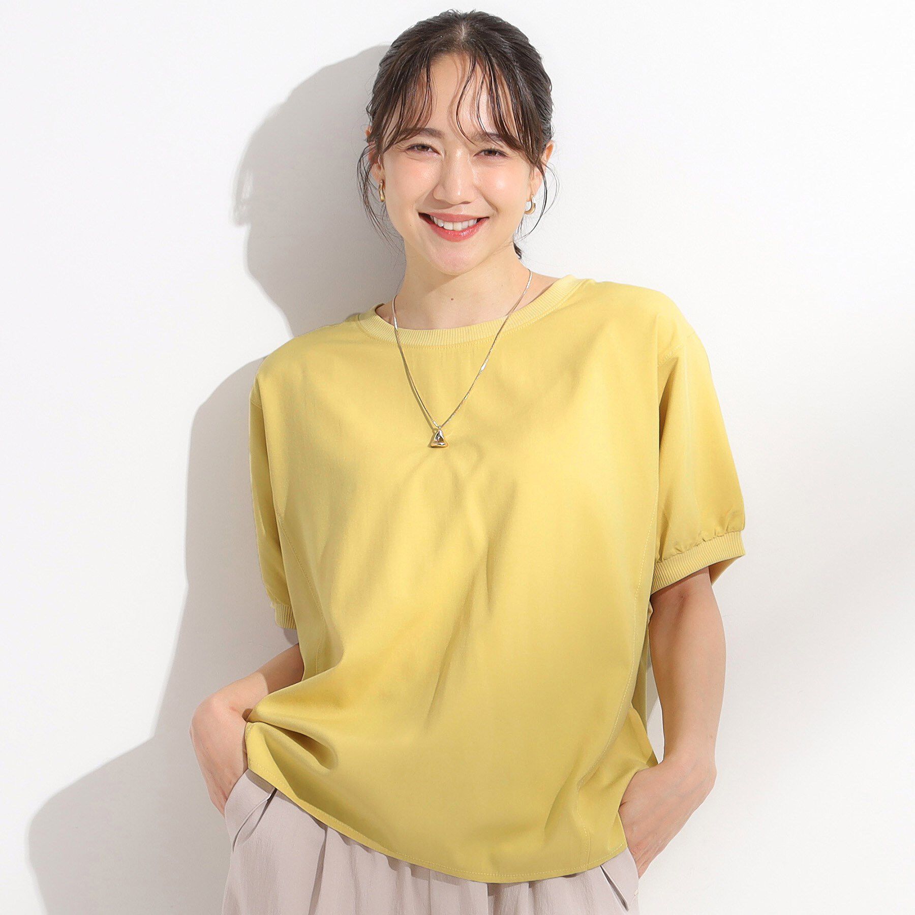 SHOO･LA･RUE「【ひんやり/洗濯後しわになりにくい】リブ切り替えドルマンブラウス」|シャツ・ブラウス|