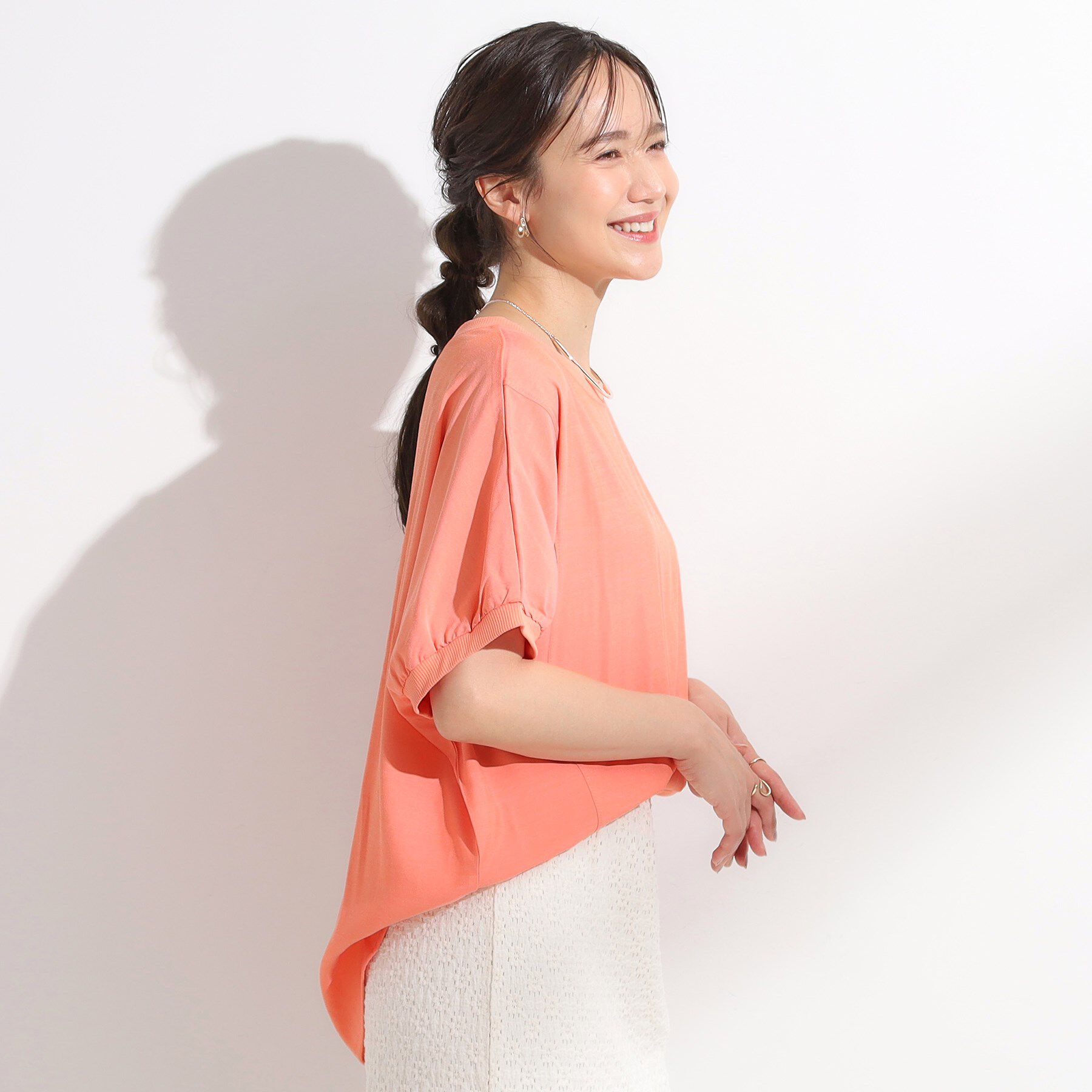 SHOO･LA･RUE「【ひんやり/洗濯後しわになりにくい】リブ切り替えドルマンブラウス」|シャツ・ブラウス|