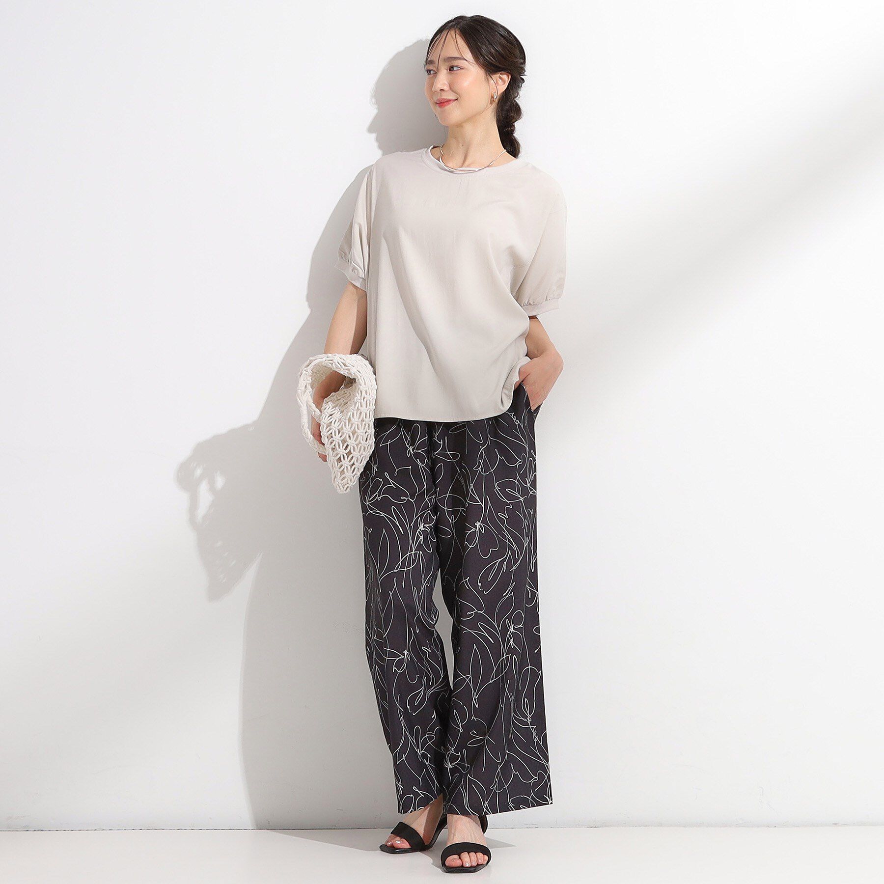 SHOO･LA･RUE「【ひんやり/洗濯後しわになりにくい】リブ切り替えドルマンブラウス」|シャツ・ブラウス|