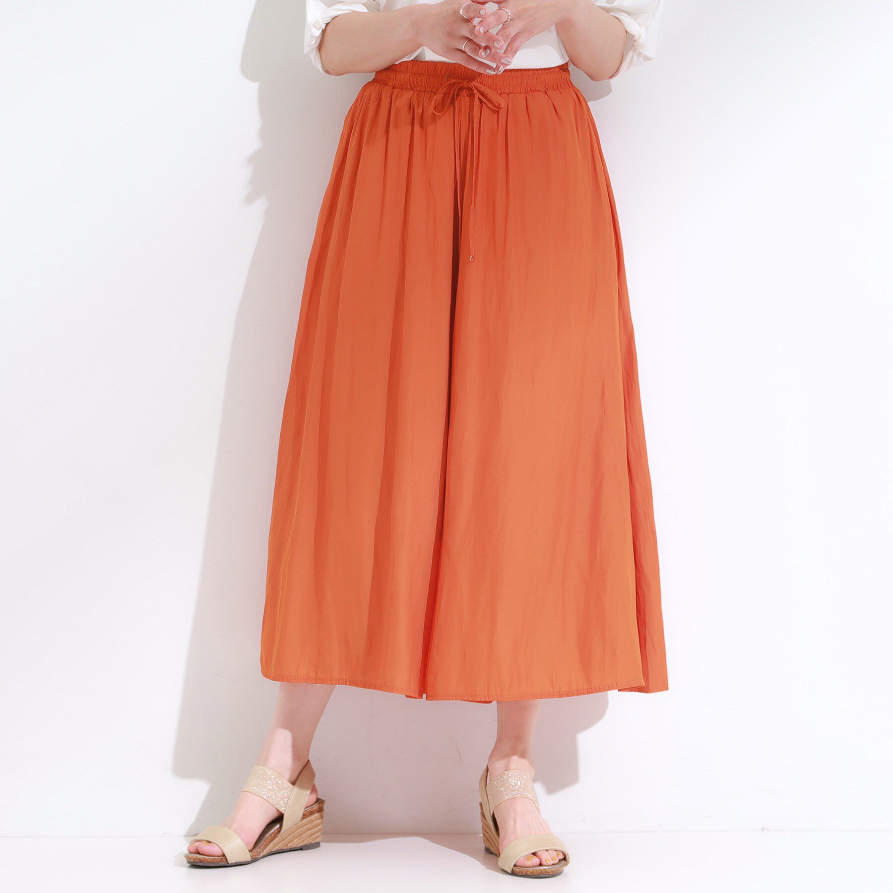 SHOO･LA･RUE「【S-LL/裏地ひんやり】スカート見えで上品に マットサテンスカーチョ」|その他|