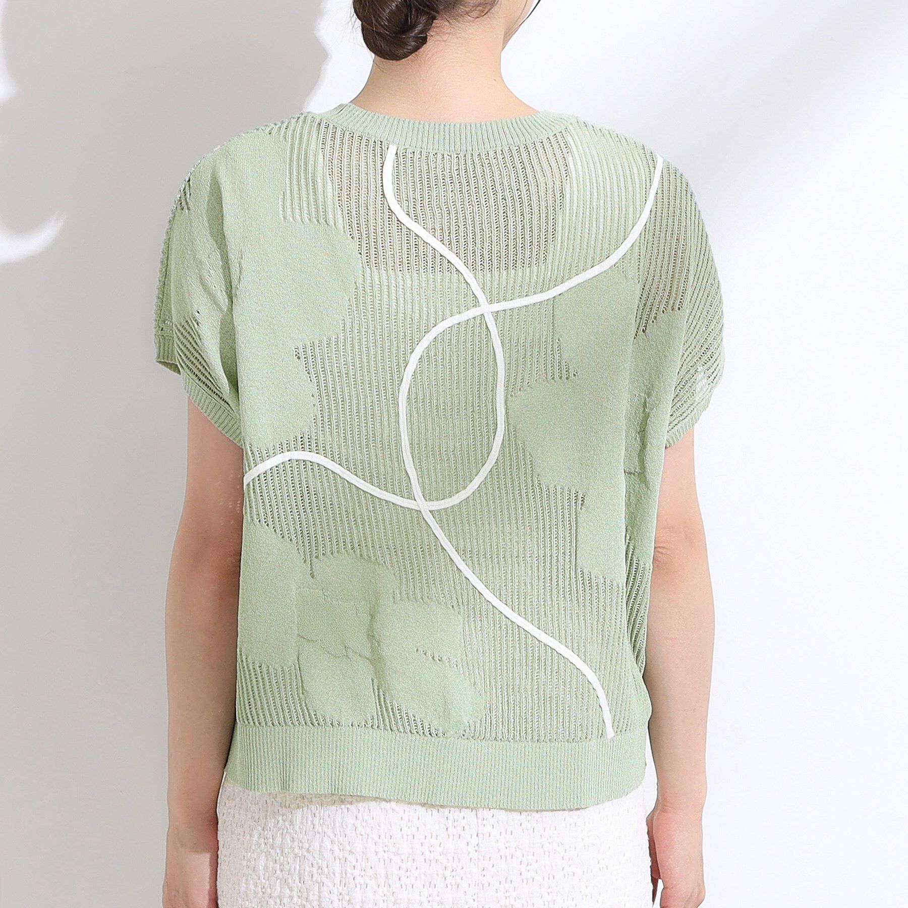 SHOO･LA･RUE「【S-LL】にょろにょろ刺繍 透かし編みニット」|ニット・セーター|