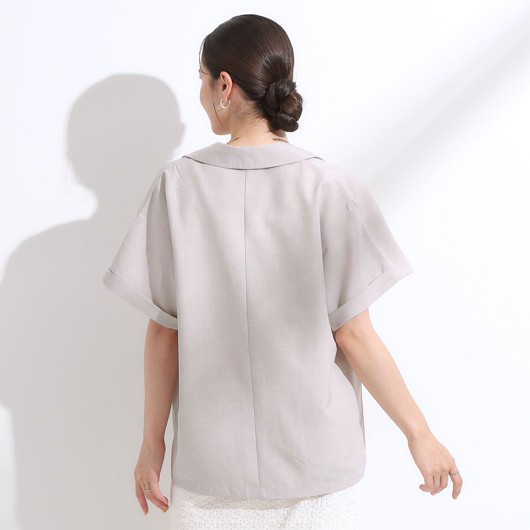 SHOO･LA･RUE「【S-LL】さらりと着たい大人のための 麻調半袖ジャケット」|テーラードジャケット|