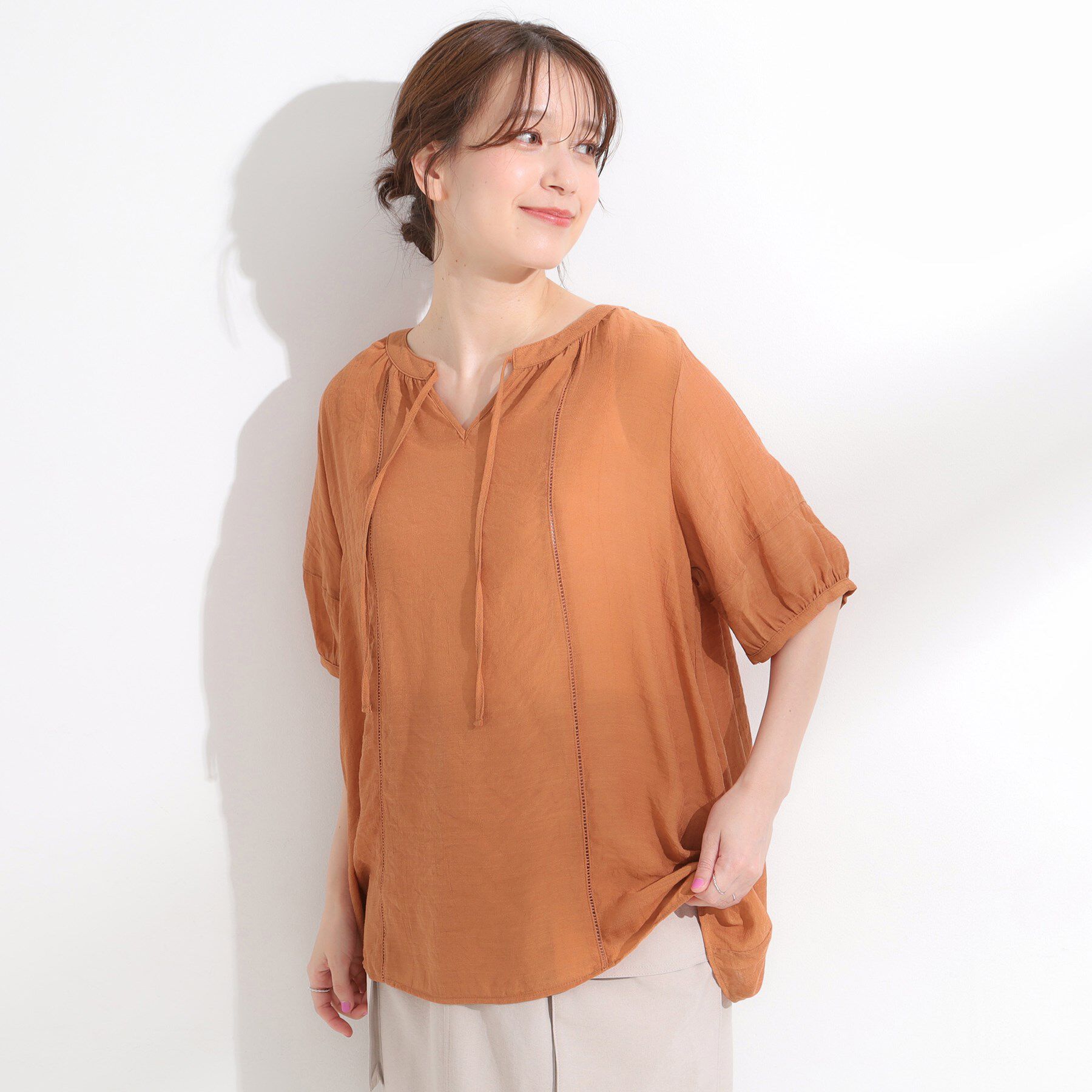 SHOO･LA･RUE「【S-LL/2点セット】リボン使いがアクセント はしごレースブラウス＋タンクトップ」|その他|