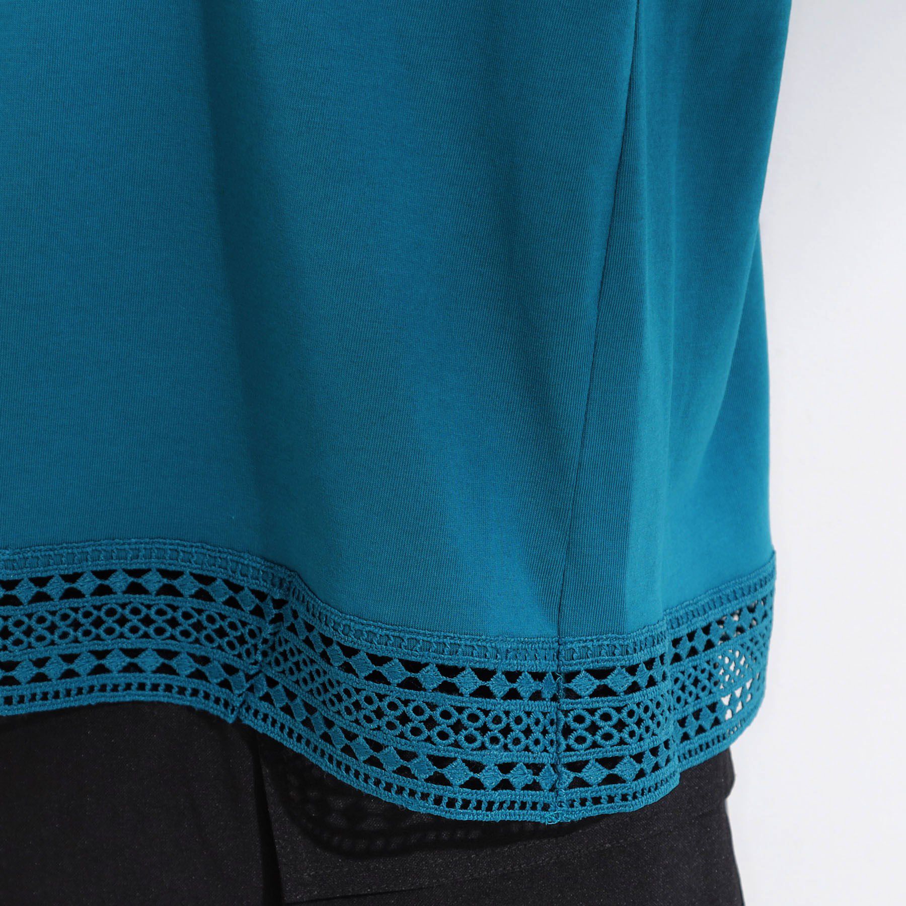 SHOO･LA･RUE「【S-LL/ひんやり】インせず決まる 楽してきれいなレース付きトップス」|Tシャツ・カットソー|