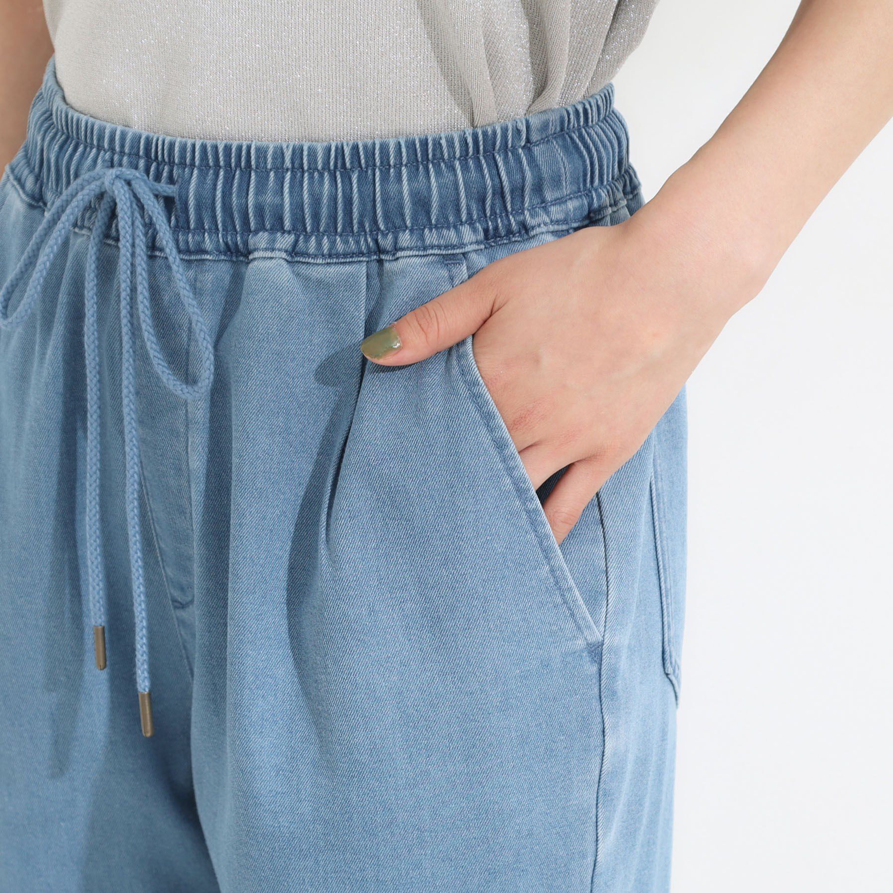 SHOO･LA･RUE「【SS-LL/美脚シルエット】デニムイージーテーパードパンツ」|デニム|