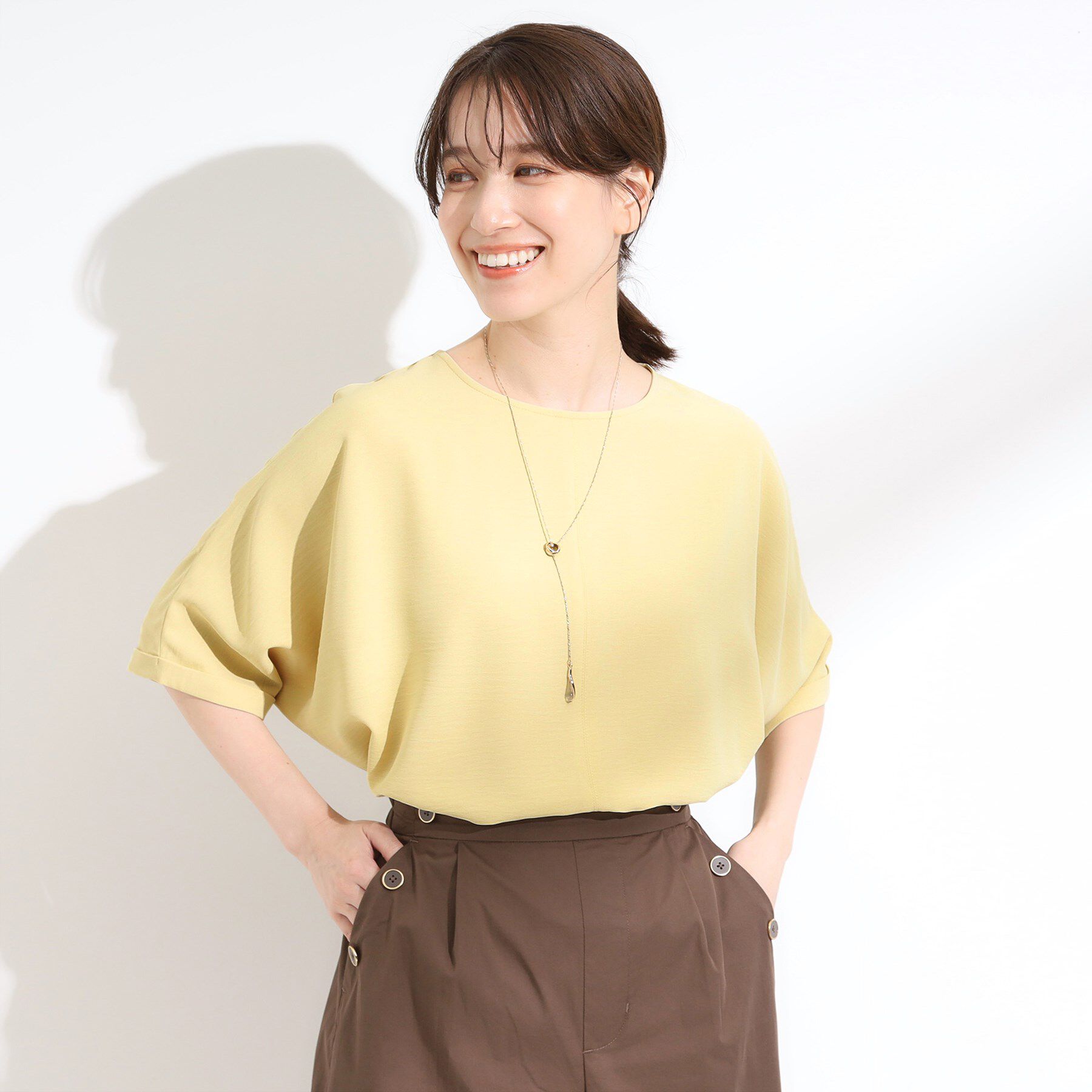 SHOO･LA･RUE「【洗濯後しわになりにくい】さらっとタッチの 5分袖ドルマンブラウス」|シャツ・ブラウス|