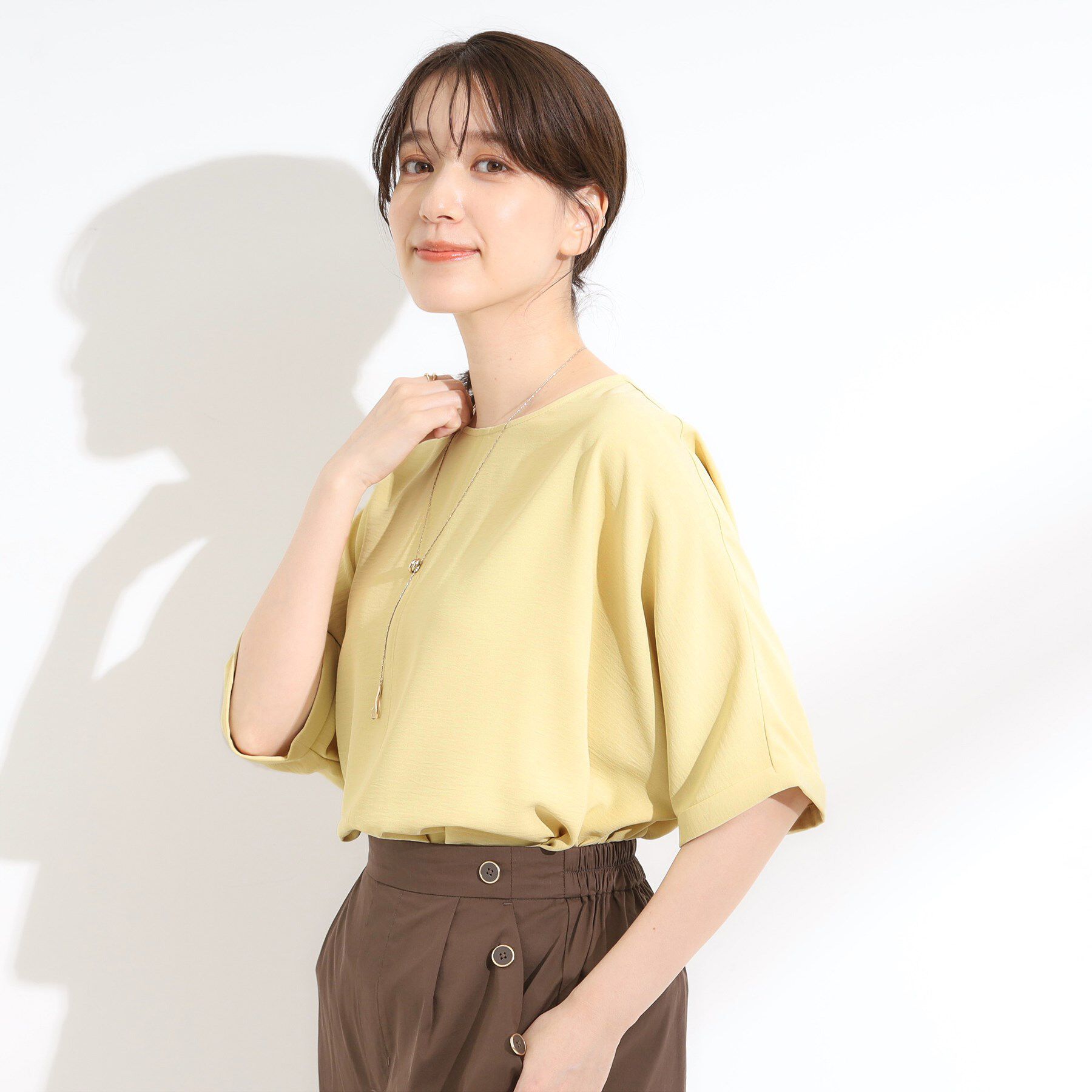 SHOO･LA･RUE「【洗濯後しわになりにくい】さらっとタッチの 5分袖ドルマンブラウス」|シャツ・ブラウス|