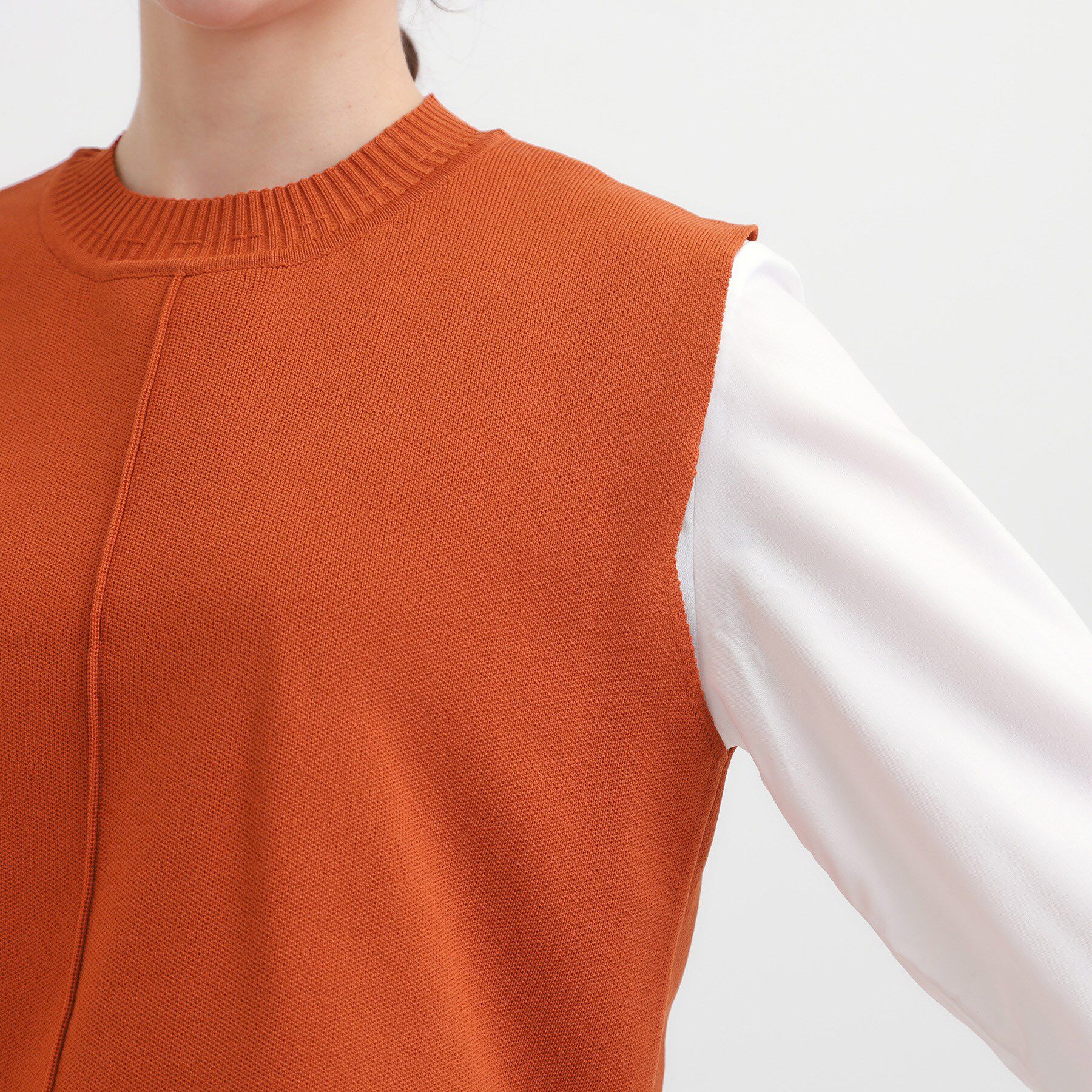 SHOO･LA･RUE「【S-LL/2点セット】着回し自在 ニットベスト＋フレアブラウス」|ニット・セーター|