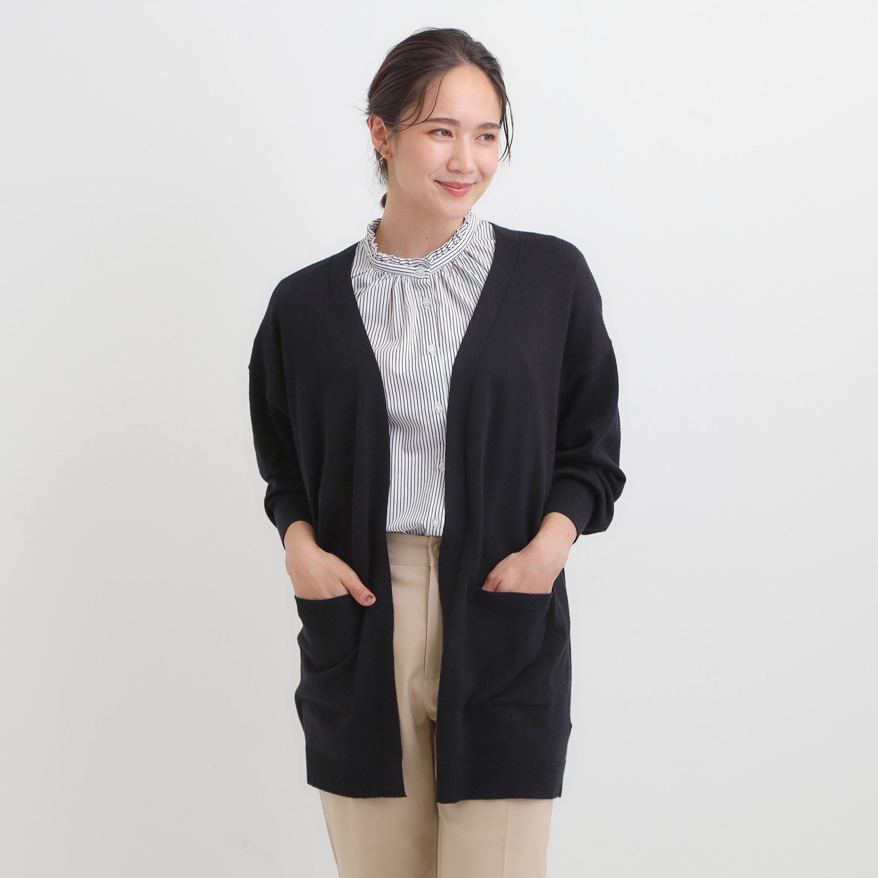 SHOO･LA･RUE「【洗える/体型カバー】もちもちタッチが心地よい トッパーカーディガン」|カーディガン|