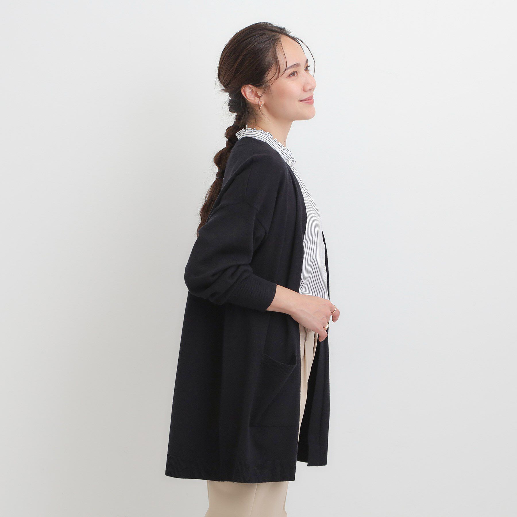 SHOO･LA･RUE「【洗える/体型カバー】もちもちタッチが心地よい トッパーカーディガン」|カーディガン|