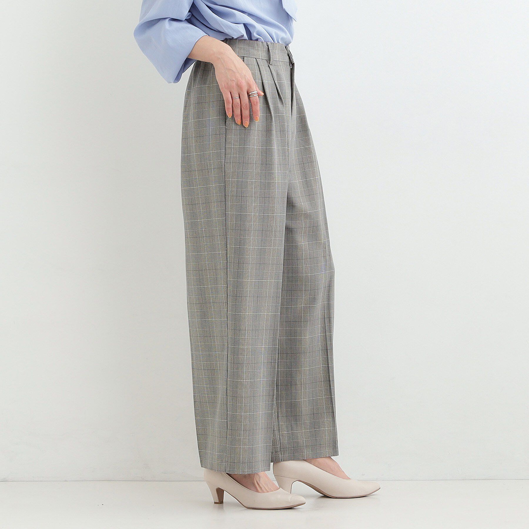 SHOO･LA･RUE「【洗濯機可/S-LL】すっきり上品きれい見え タックワイドパンツ」|その他|