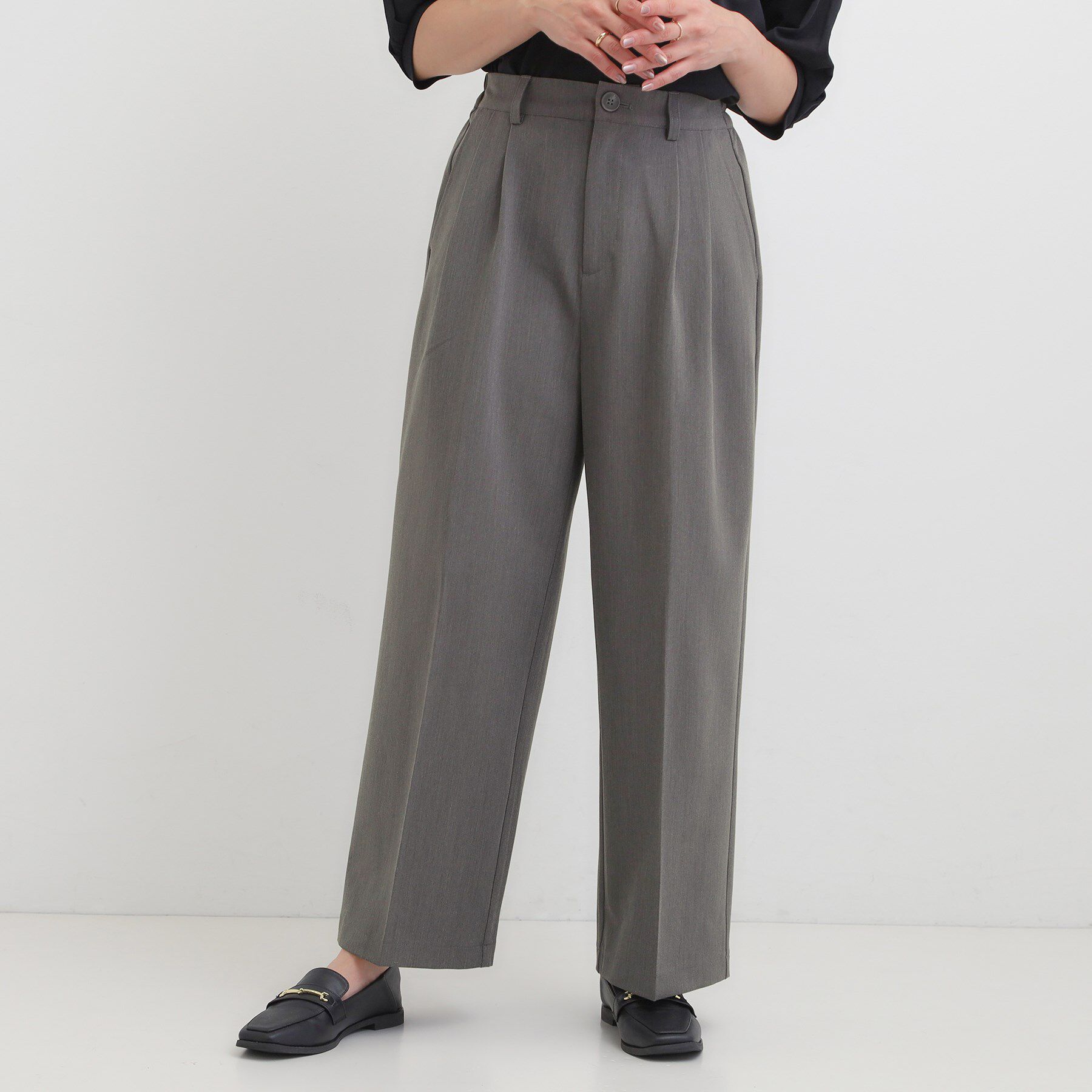 SHOO･LA･RUE「【洗濯機可/S-LL】すっきり上品きれい見え タックワイドパンツ」|その他|