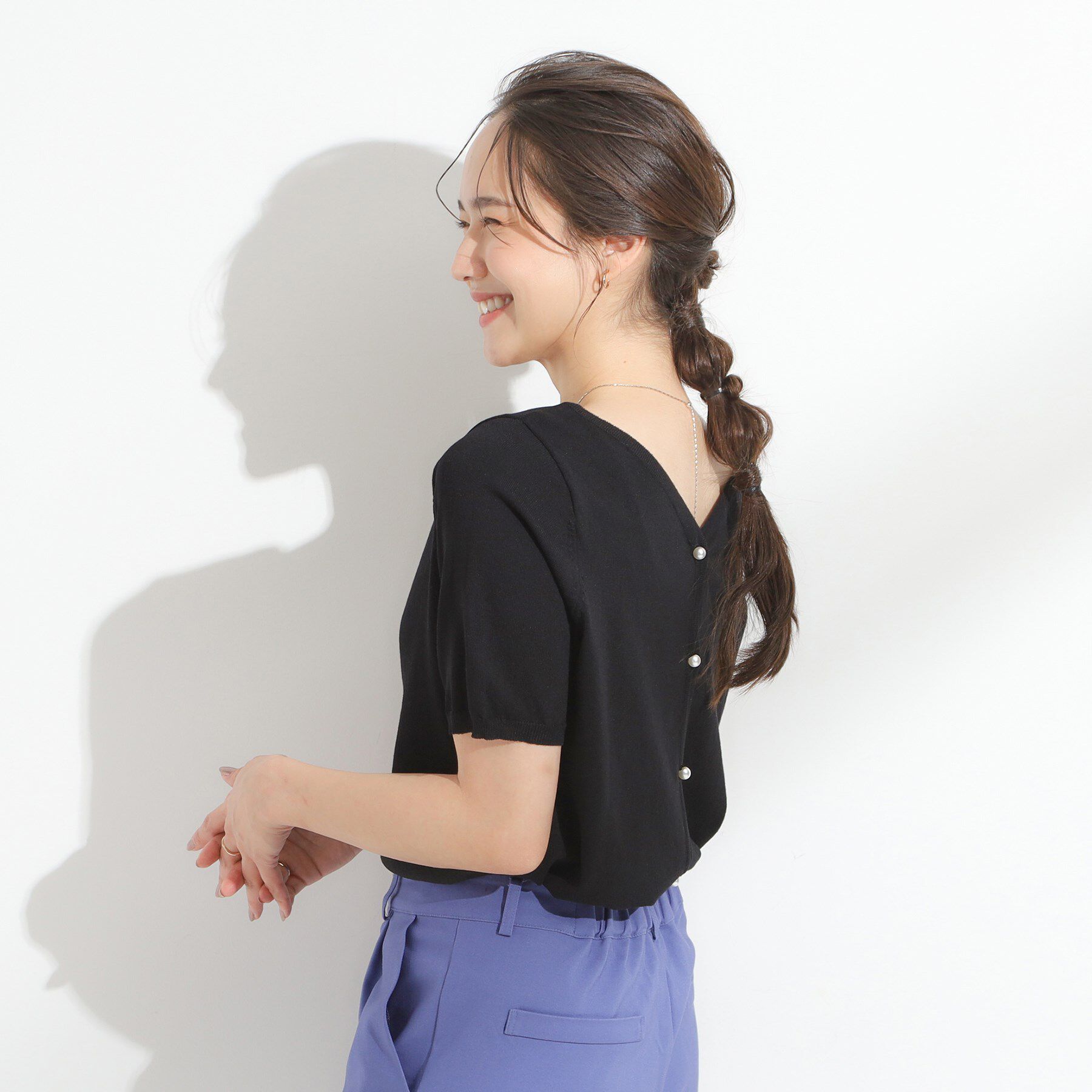 SHOO･LA･RUE「【洗える/S-LL/前後2WAY】きれい見え 刺繍ニットカーディガン」|カーディガン|