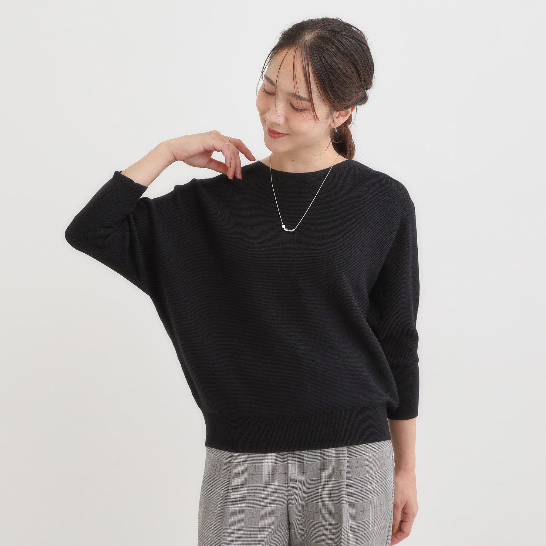 SHOO･LA･RUE「【洗える/毛玉になりにくい/UV】 ガータードルマン 7分袖ニット」|ニット・セーター|