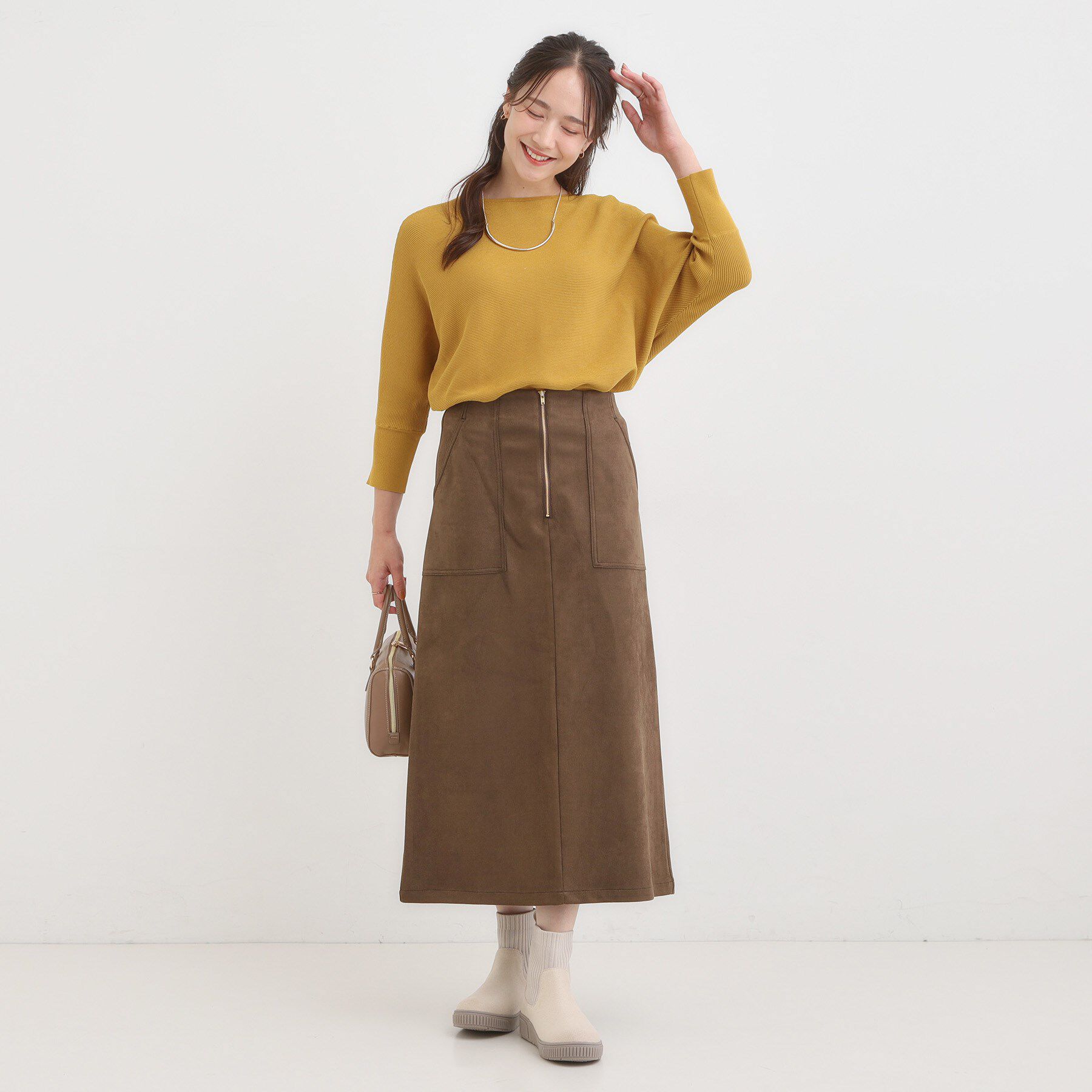 SHOO･LA･RUE「【洗える/毛玉になりにくい/UV】 ガータードルマン 7分袖ニット」|ニット・セーター|