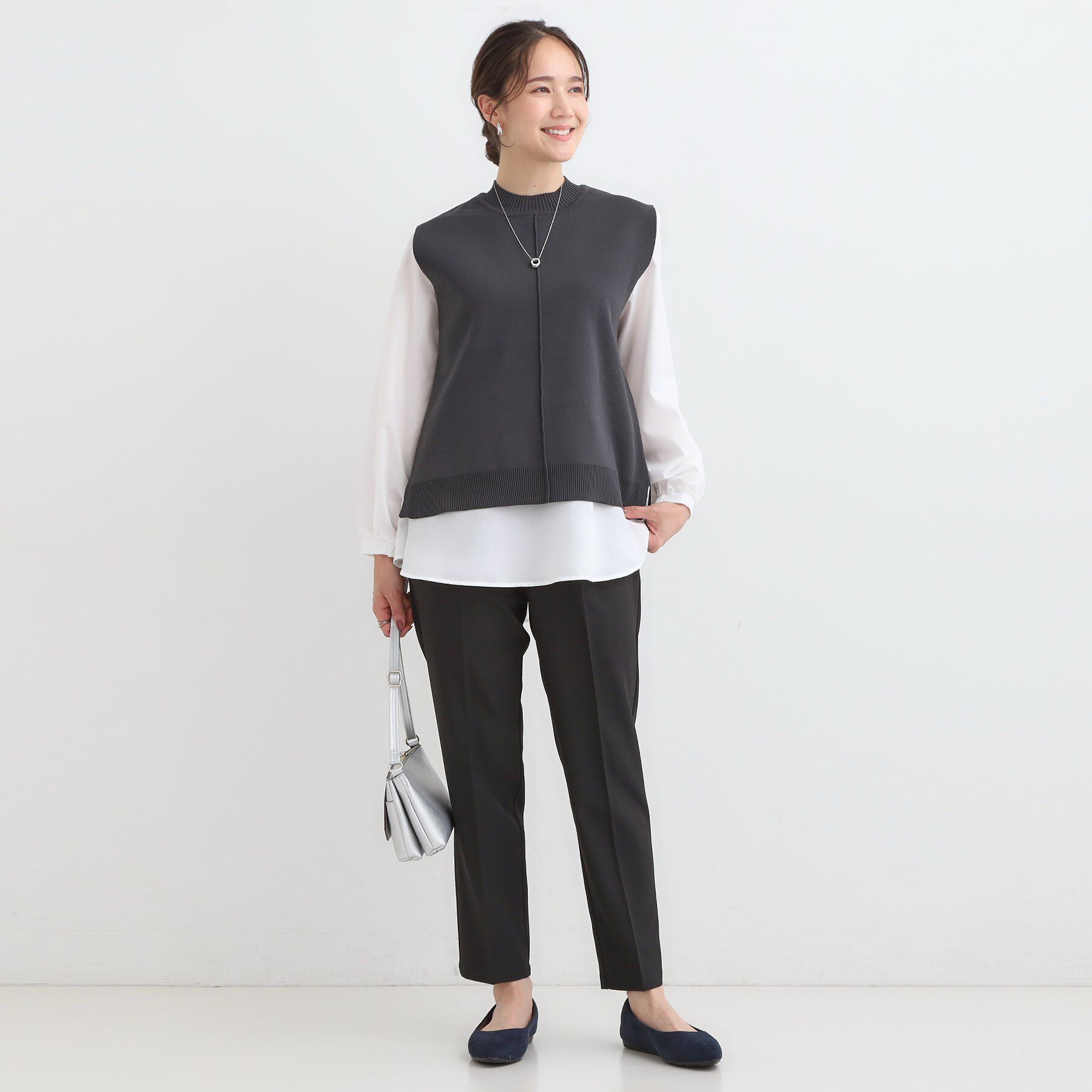 SHOO･LA･RUE「【S-LL/チェック柄アソート】脚のラインをきれいに見せる タックテーパードパンツ」|その他|