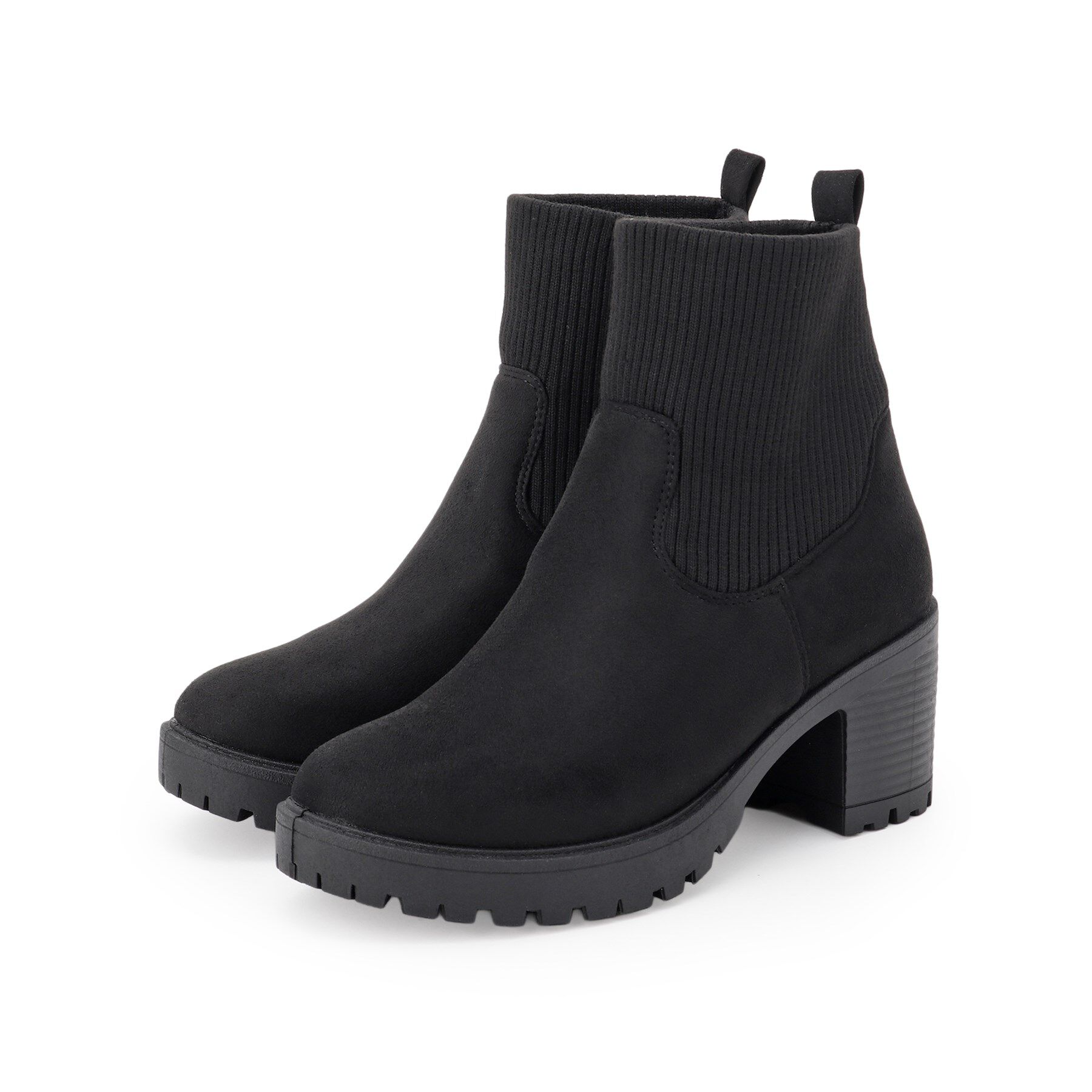 SHOO･LA･RUE「ヒールアップ はきぐちニットブーツ」|ショートブーツ|