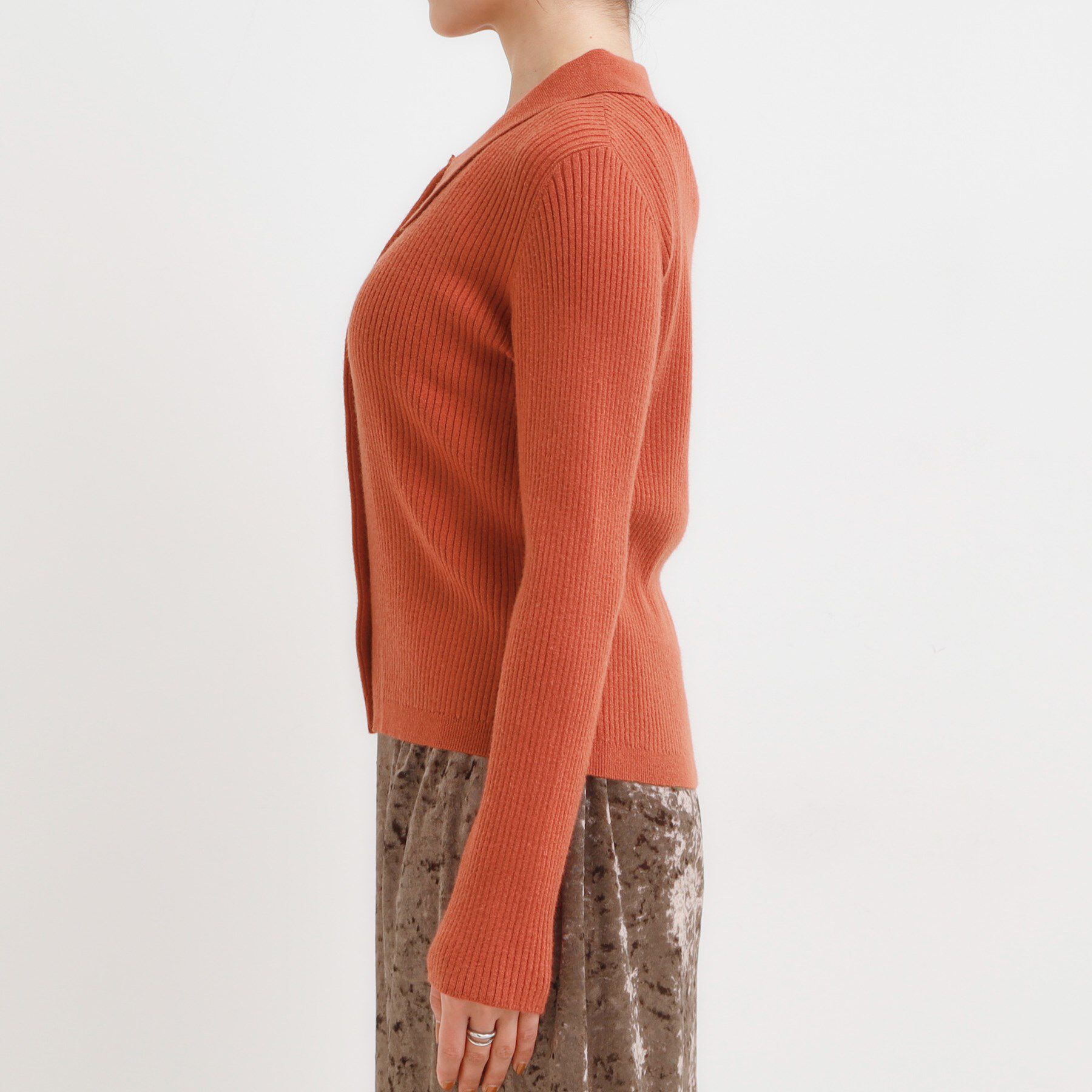 SHOO･LA･RUE「カジュアルながらも上品な 襟付きリブニット」|ニット・セーター|