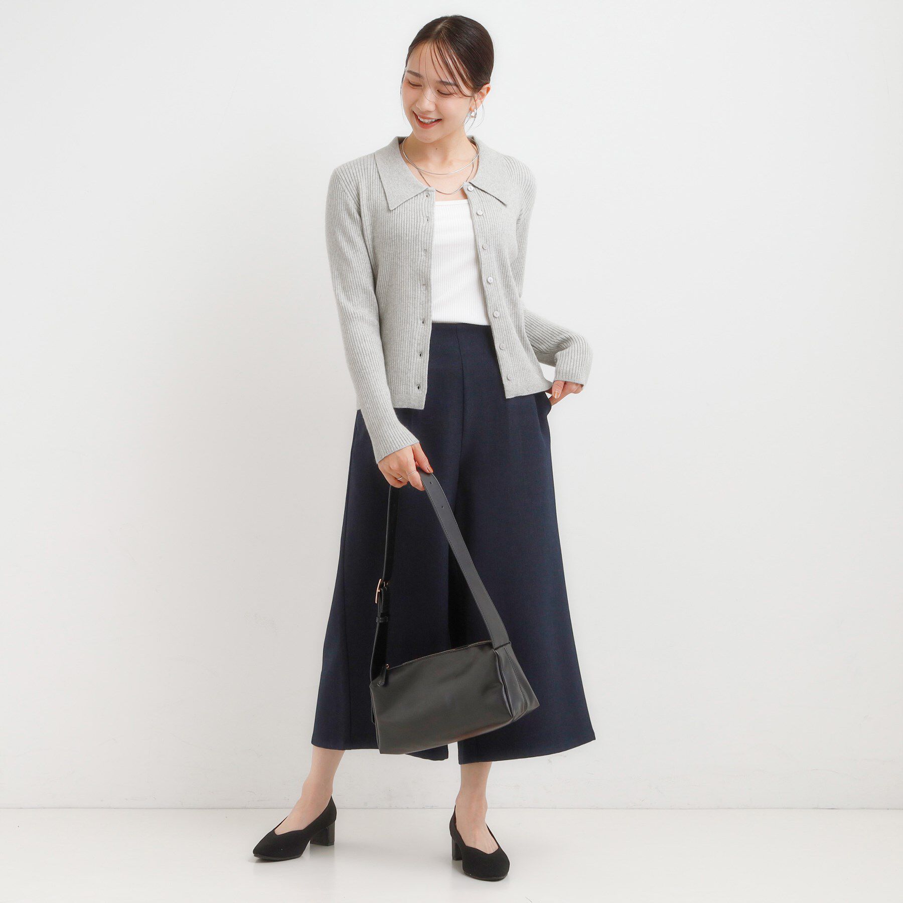 SHOO･LA･RUE「カジュアルながらも上品な 襟付きリブニット」|ニット・セーター|