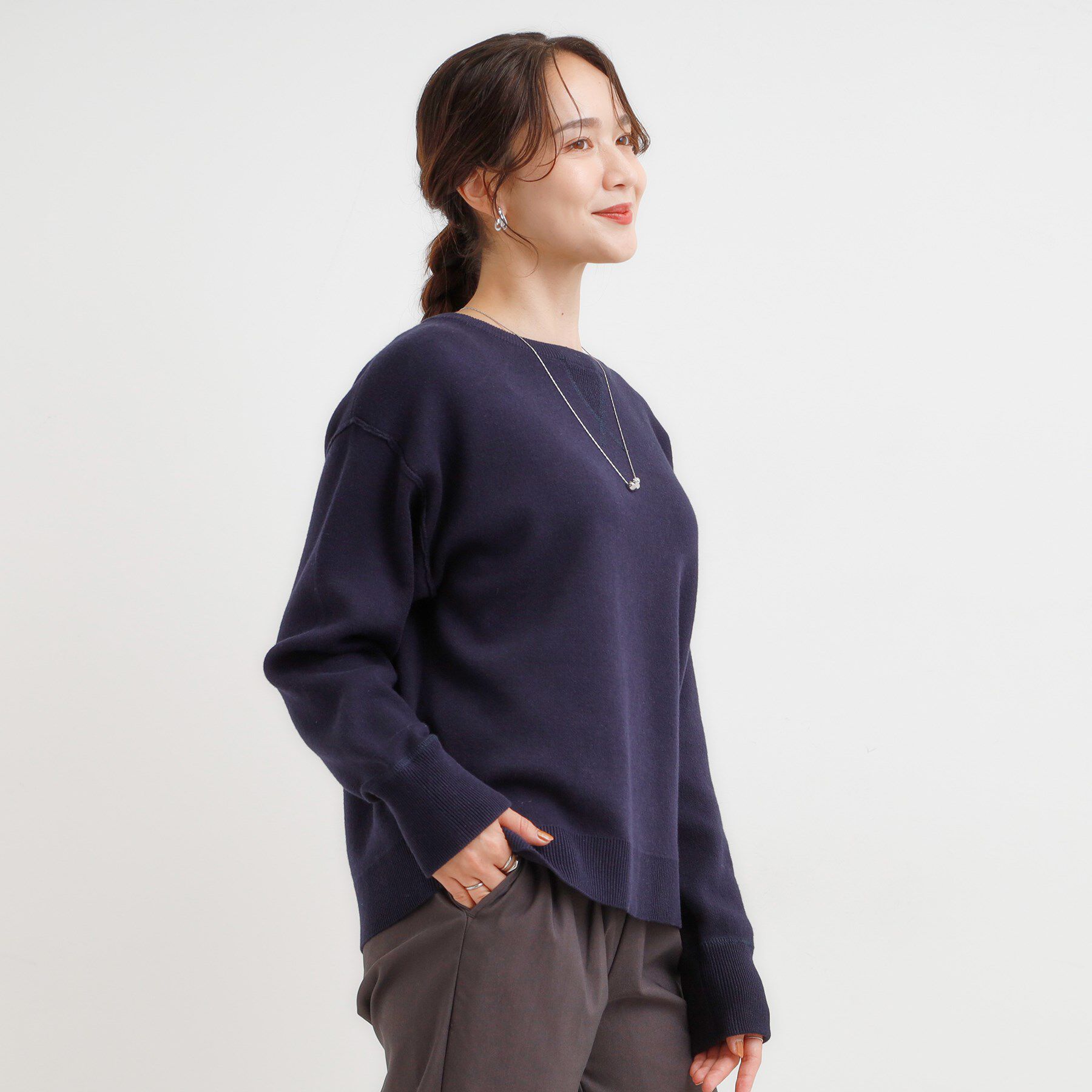 SHOO･LA･RUE「【洗濯機可/ちくちくしにくい】大人カジュアルを叶える スウェットライクニット」|ニット・セーター|