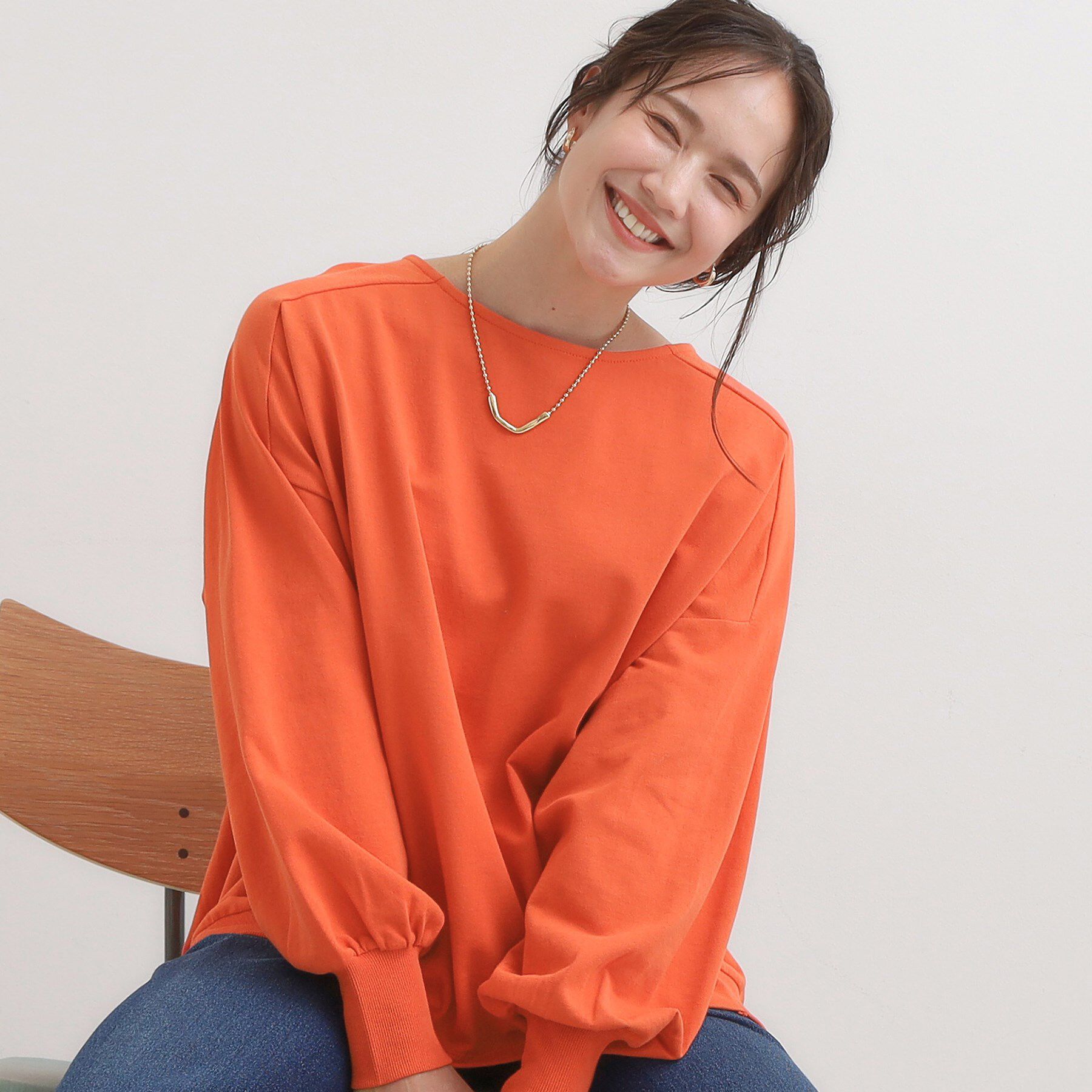 SHOO･LA･RUE「大人の抜け感 1枚で決まる ゆるロンT」|Tシャツ・カットソー|オレンジ(068)