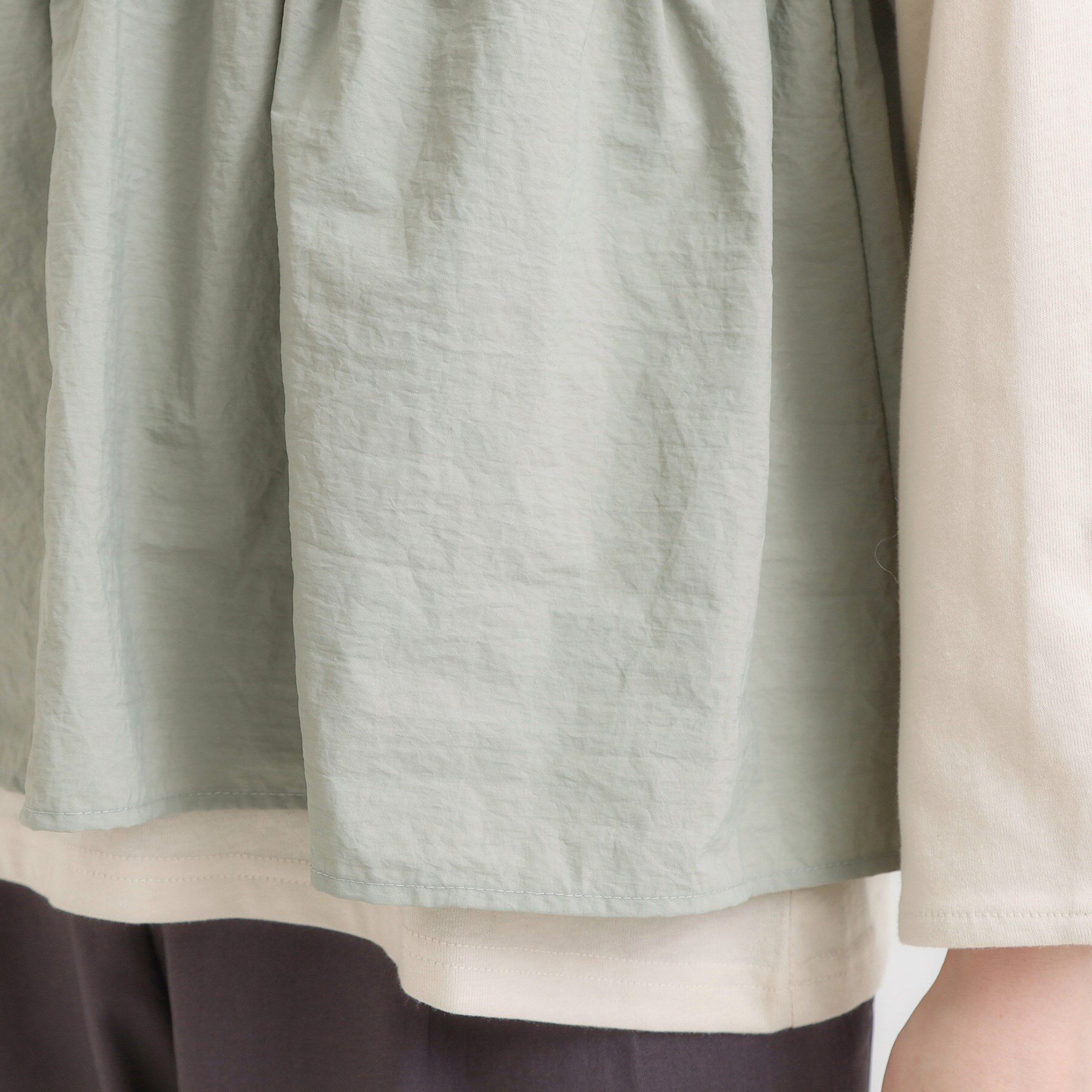 SHOO･LA･RUE「【洗濯機可/S-LL】1枚で華やか フリルドッキングトップス」|Tシャツ・カットソー|