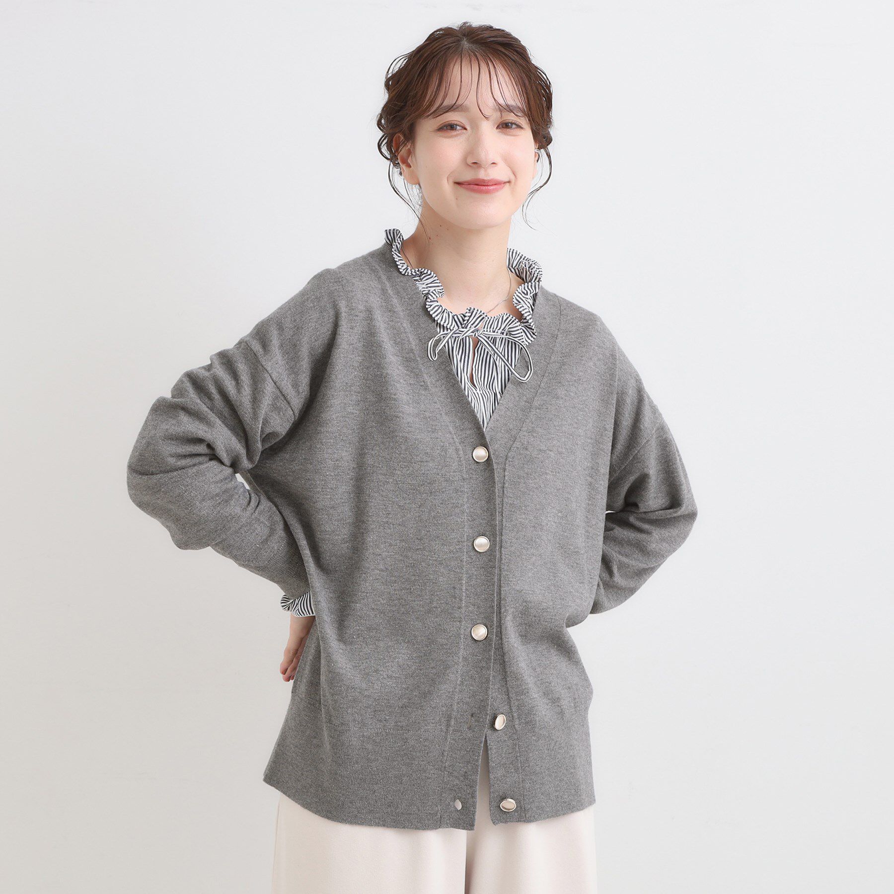 SHOO･LA･RUE「【洗える】もちもち ミドル丈ニットカーディガン」|カーディガン|