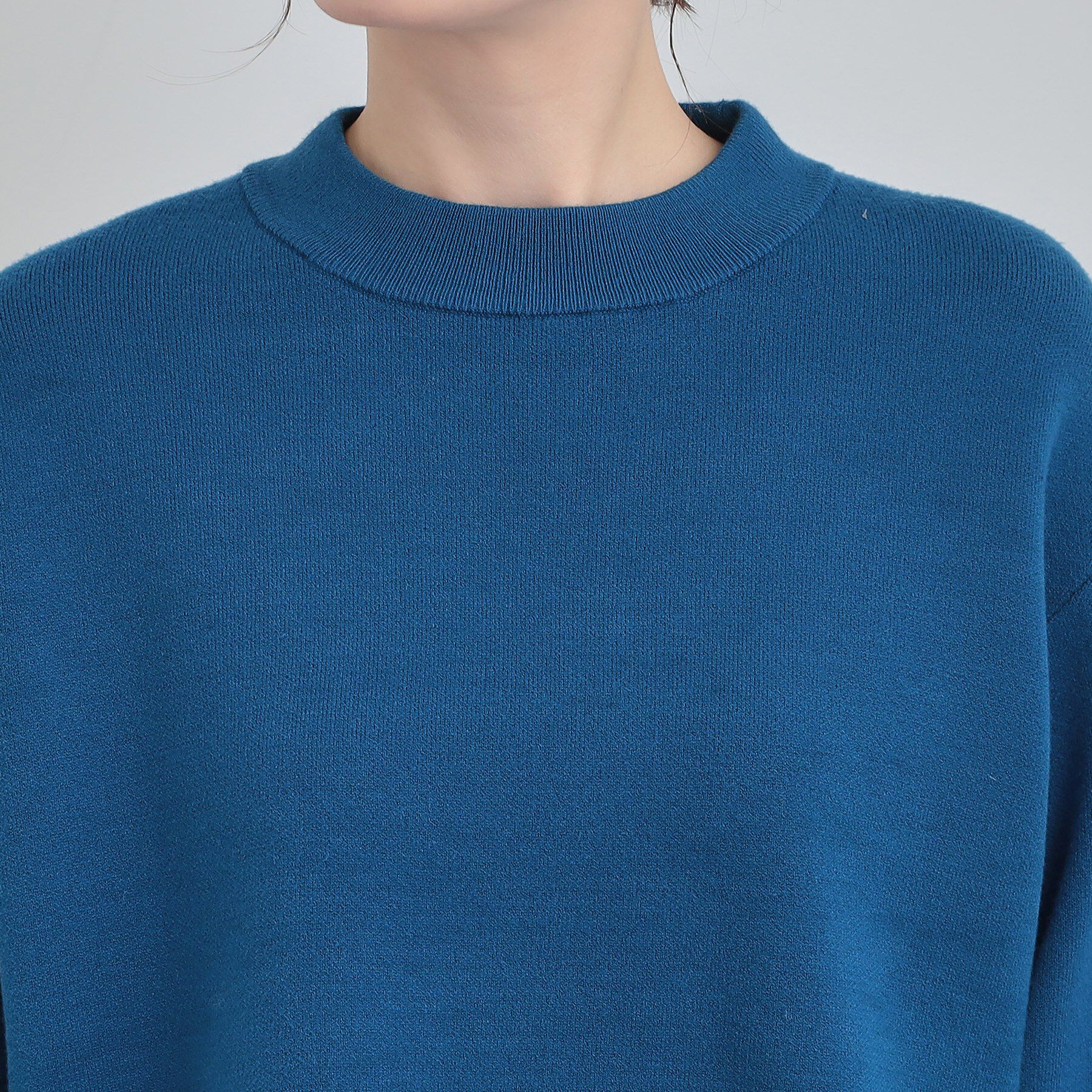 SHOO･LA･RUE「【セットアップ可/S-LL】インせず着られる 洗えるもちもち裾ラウンドニット」|ニット・セーター|