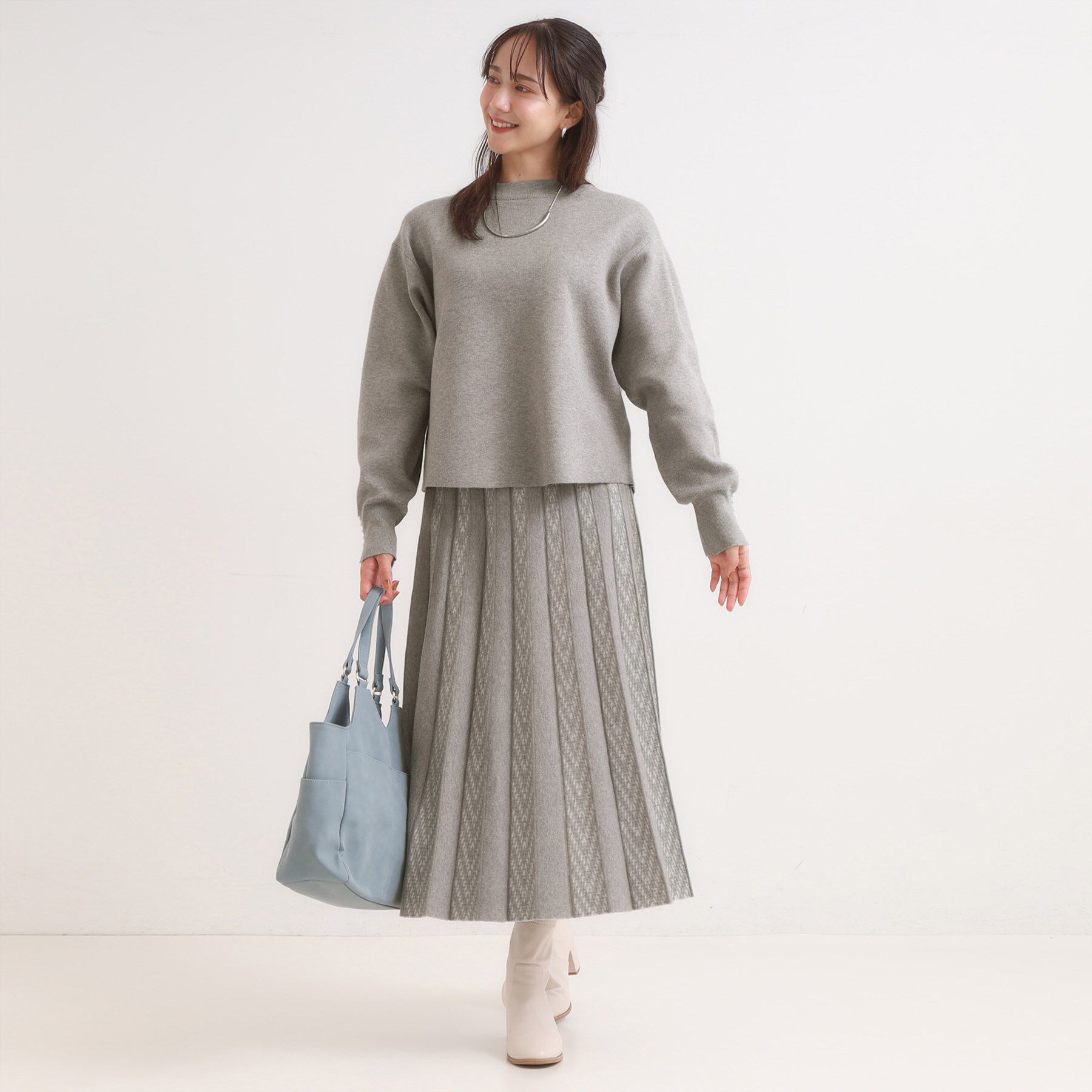 SHOO･LA･RUE「【セットアップ可/S-LL】インせず着られる 洗えるもちもち裾ラウンドニット」|ニット・セーター|