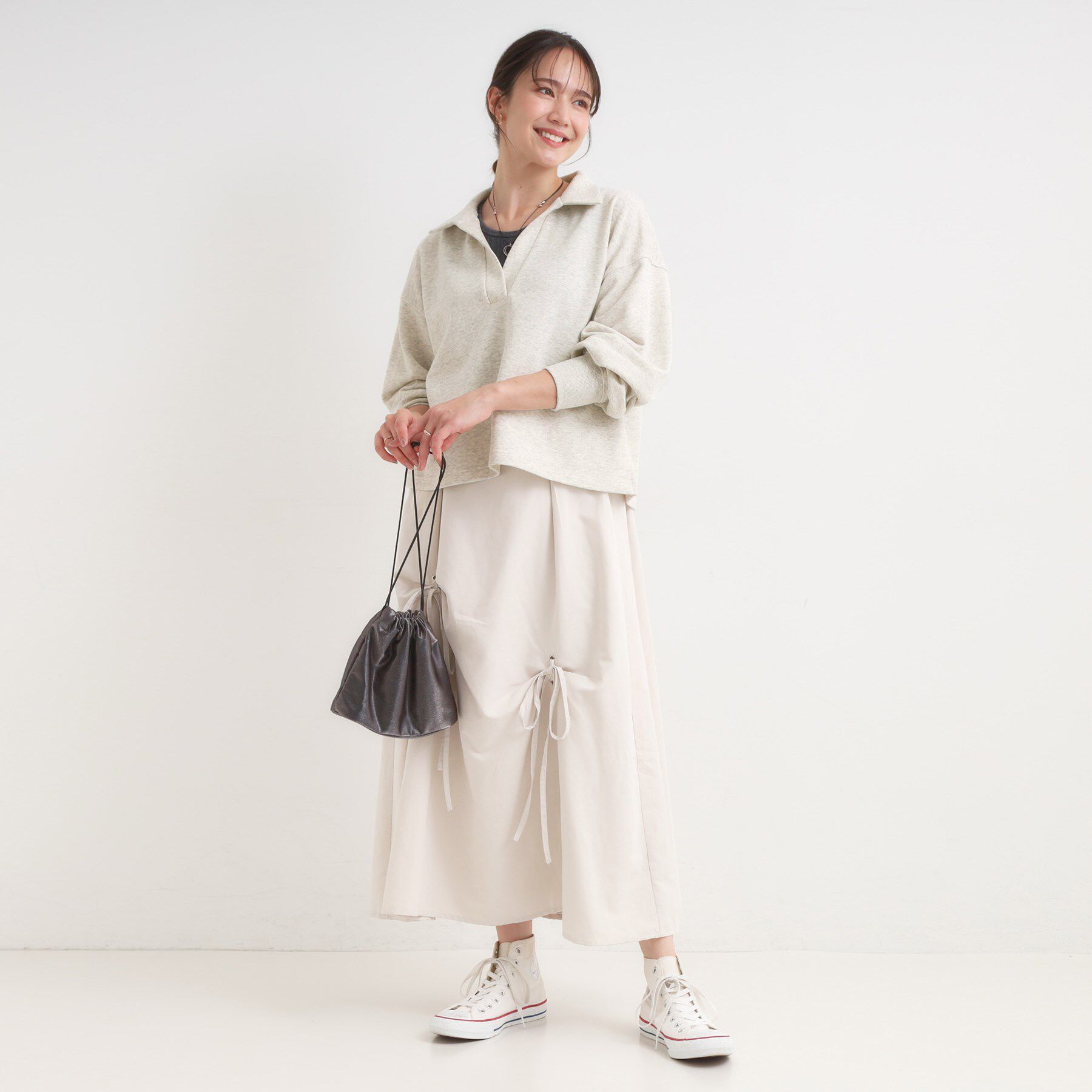 SHOO･LA･RUE「【なめらかタッチ/洗濯機可】スキッパーポロスウェット」|パーカー|