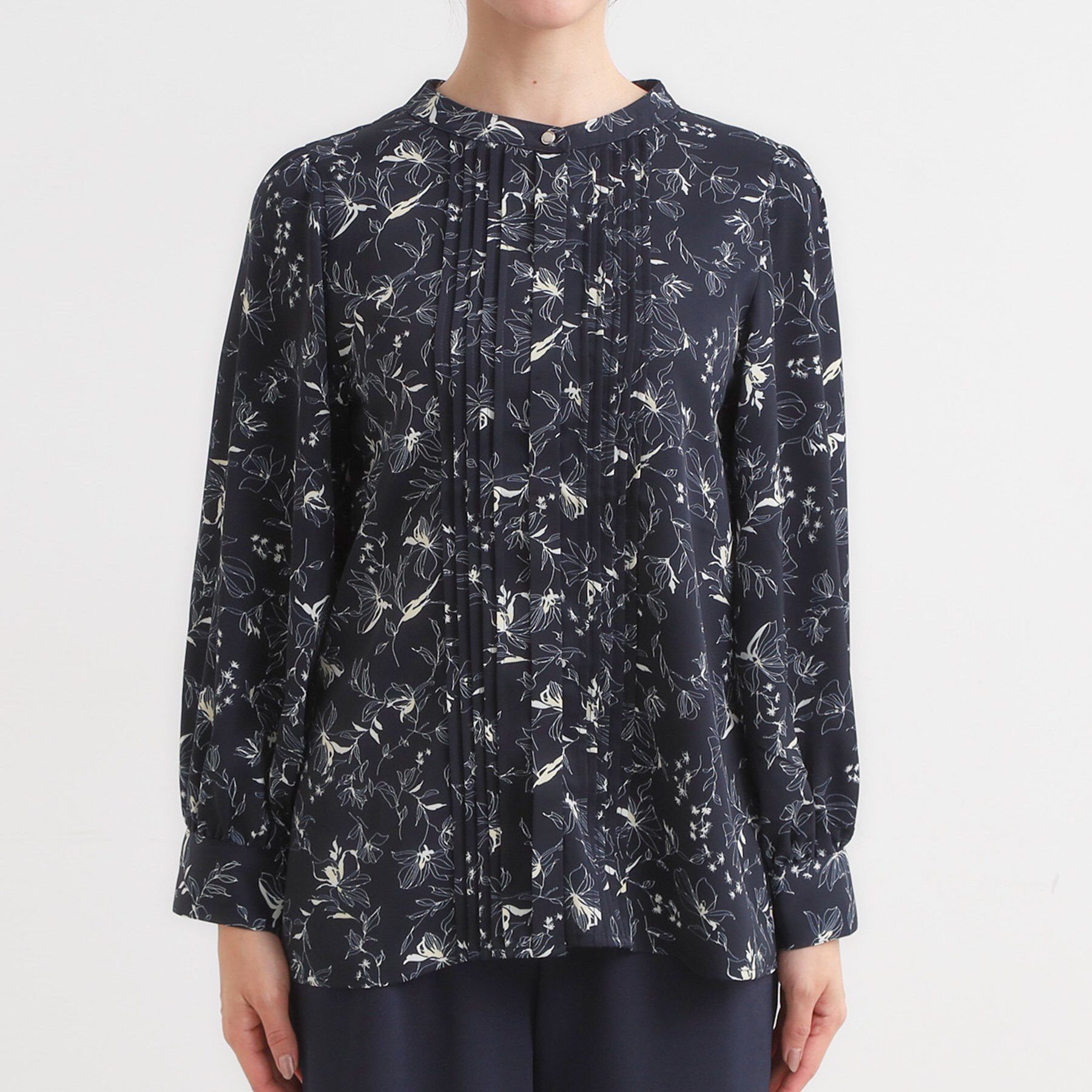 SHOO･LA･RUE「【セットアップ可】ピンタックバンドカラーブラウス」|シャツ・ブラウス|