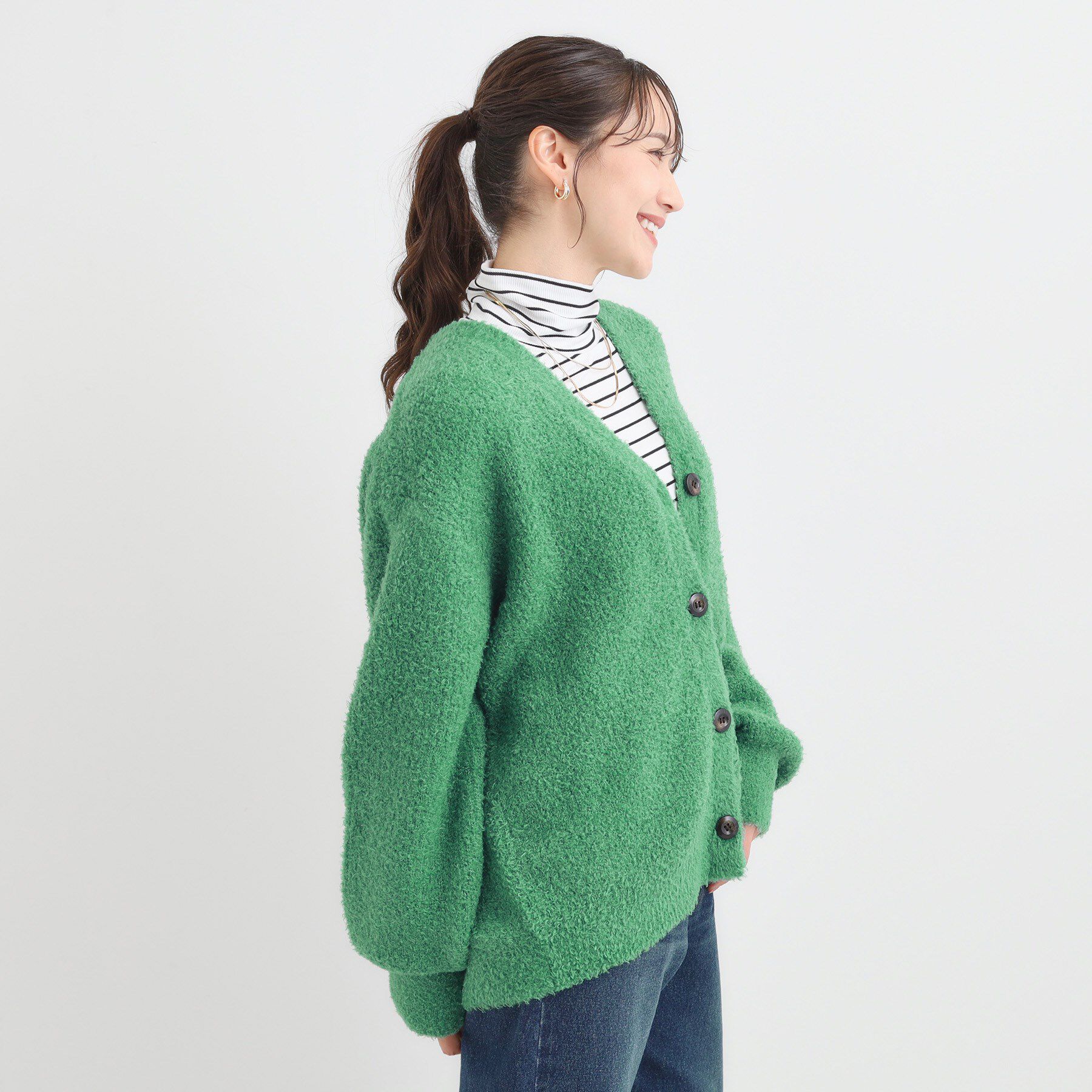 SHOO･LA･RUE「【S-LL】思わず触れたくなる ふわふわ Vネックニットカーディガン」|カーディガン|