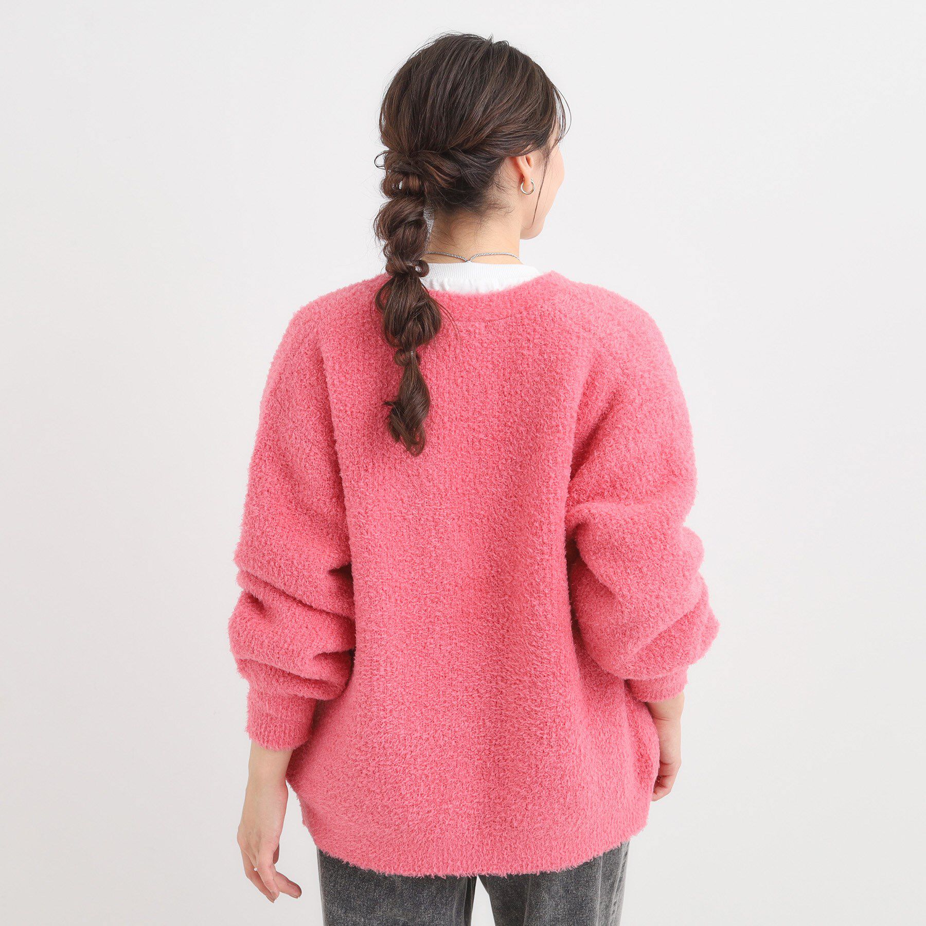 SHOO･LA･RUE「【S-LL】思わず触れたくなる ふわふわ Vネックニットカーディガン」|カーディガン|