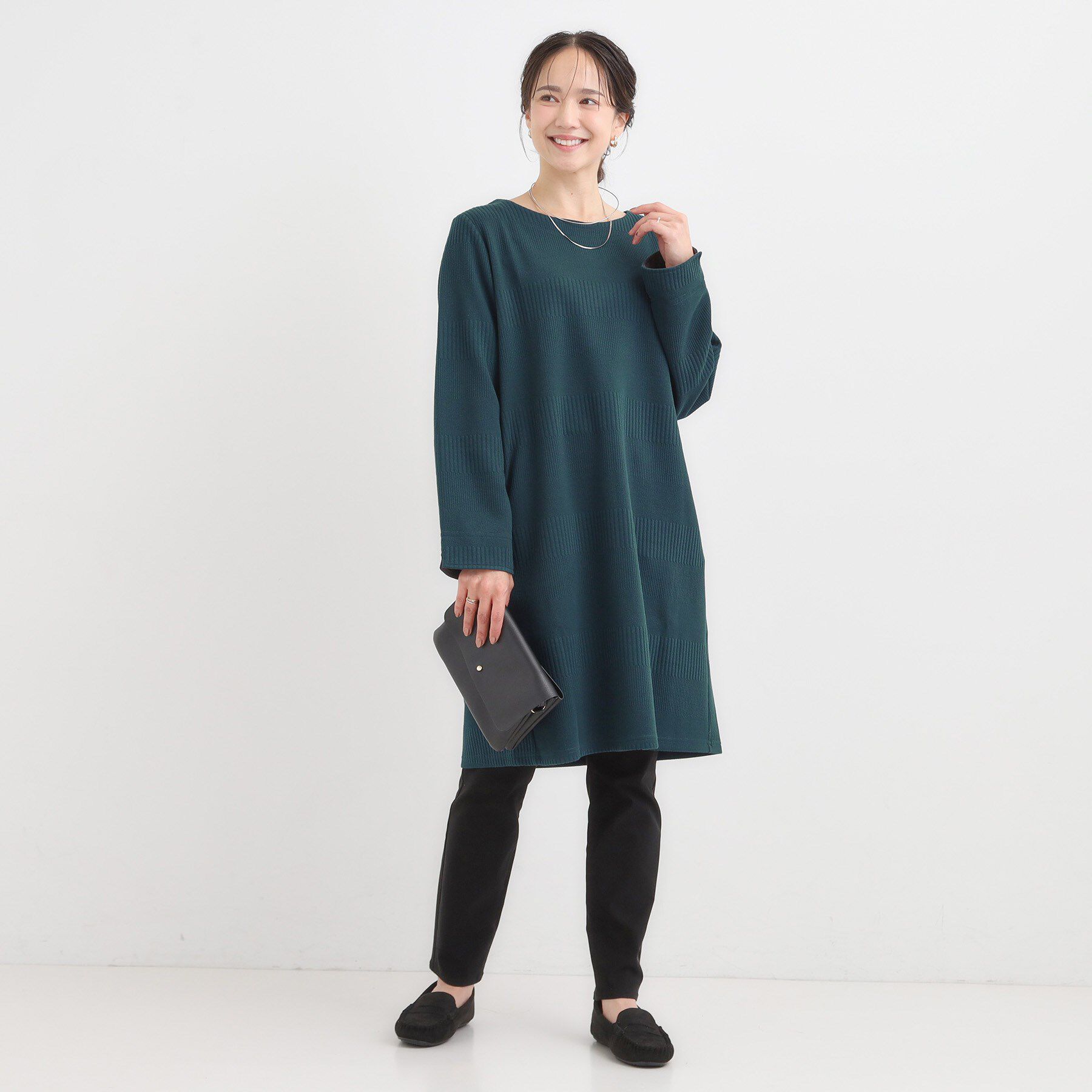 SHOO･LA･RUE「身体のラインをきれいにカバー Aラインチュニックワンピース」|チュニック|