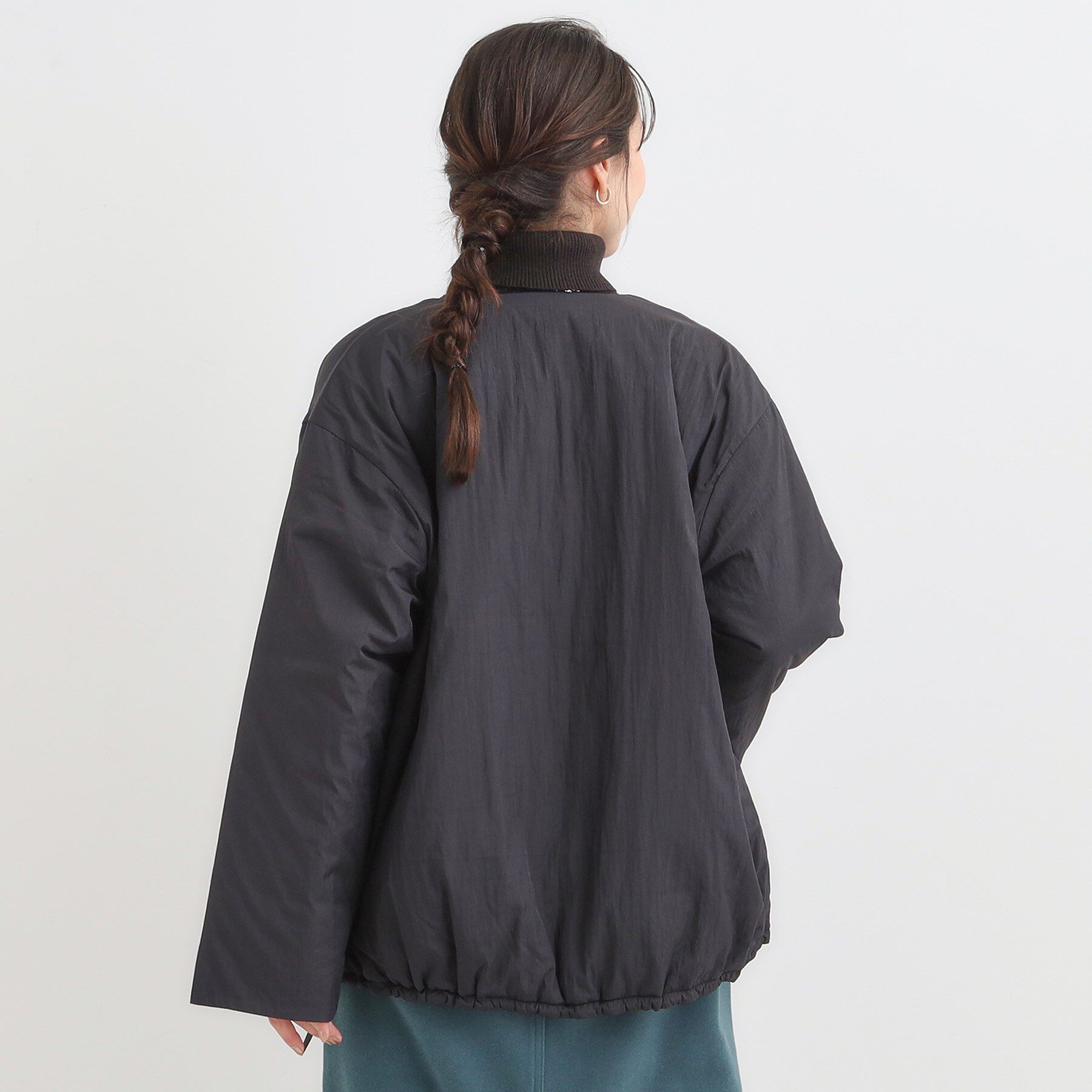 SHOO･LA･RUE「【洗濯機可/撥水/リバーシブル】 ノーカラー中綿ブルゾン」|ブルゾン・スタジャン|