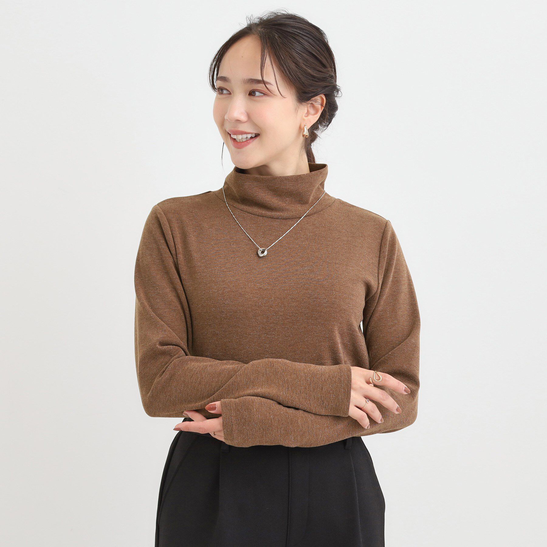 SHOO･LA･RUE「ラメスムースハイネックインナー」|Tシャツ・カットソー|