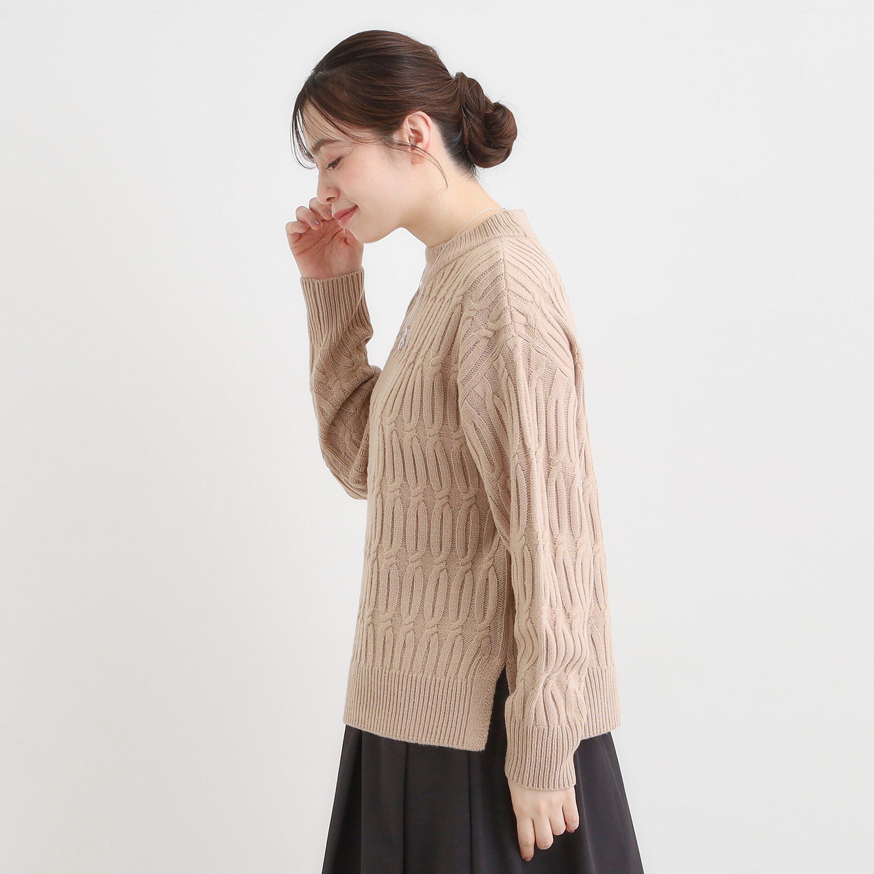 SHOO･LA･RUE「【洗濯機可／毛玉レス】シンプルケーブル柄ニット」|ニット・セーター|