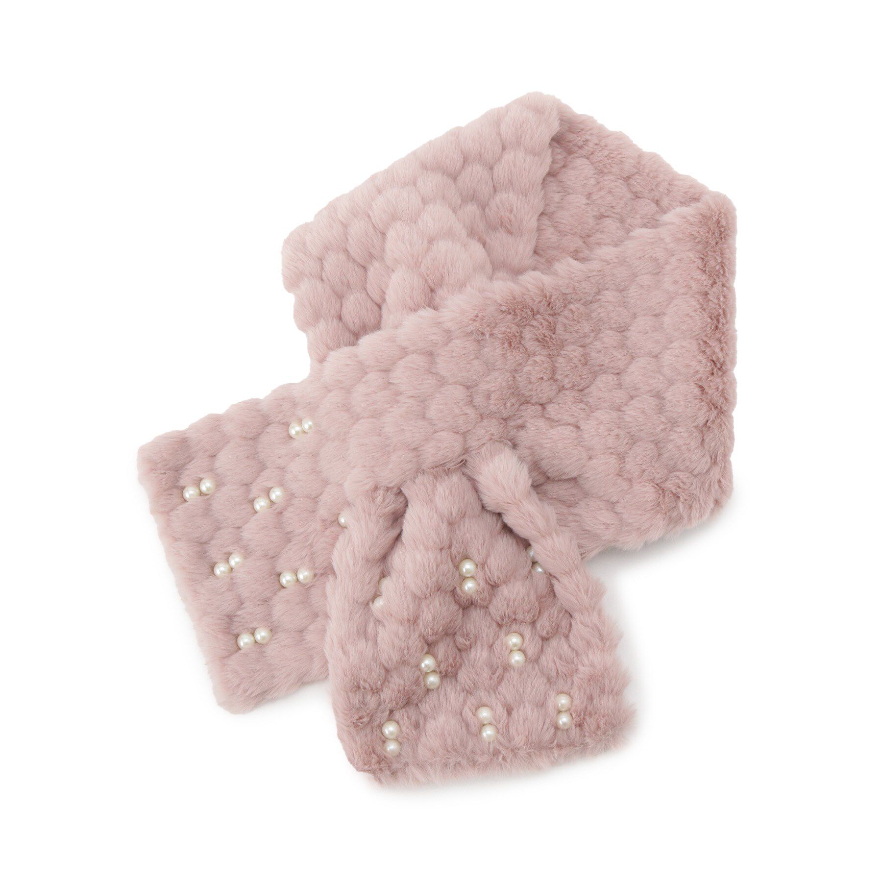 SHOO･LA･RUE「フェイクファーハート型ビジューマフラー」|マフラー|ライトピンク(070