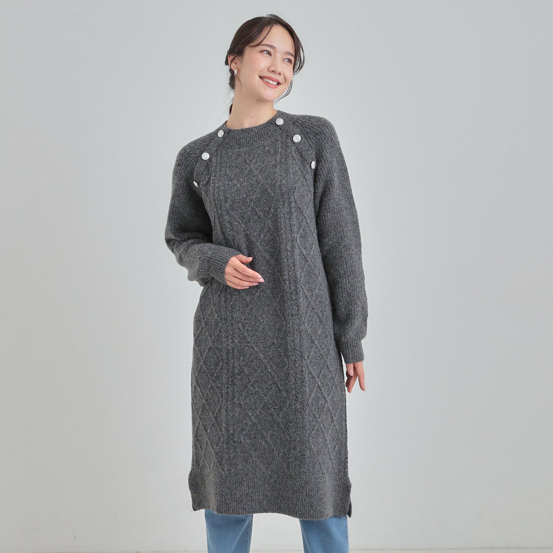 SHOO･LA･RUE「【着丈選べる】ケーブル柄ニットワンピース」|ワンピース|