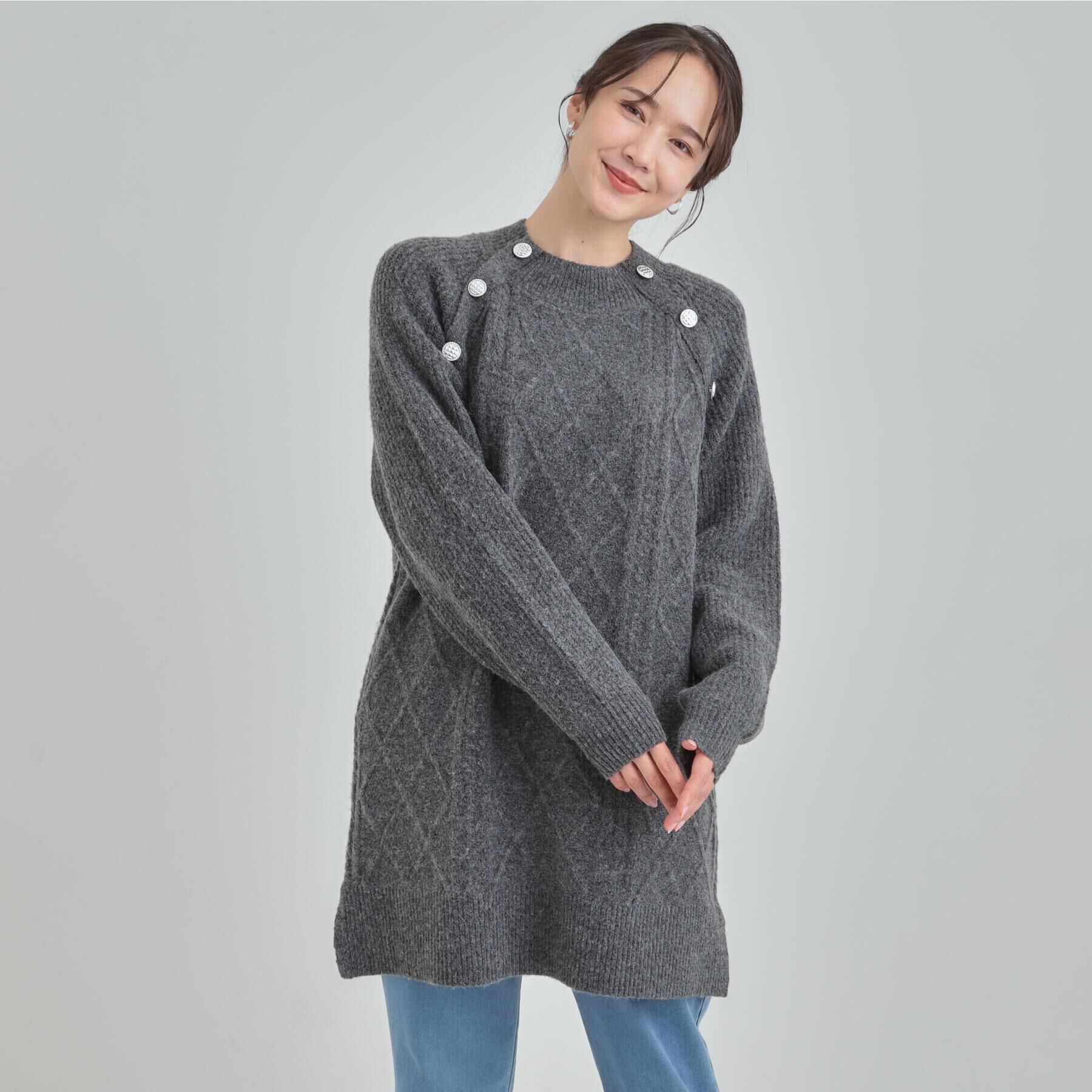 SHOO･LA･RUE「【着丈選べる】ケーブル柄ニットワンピース」|ワンピース|